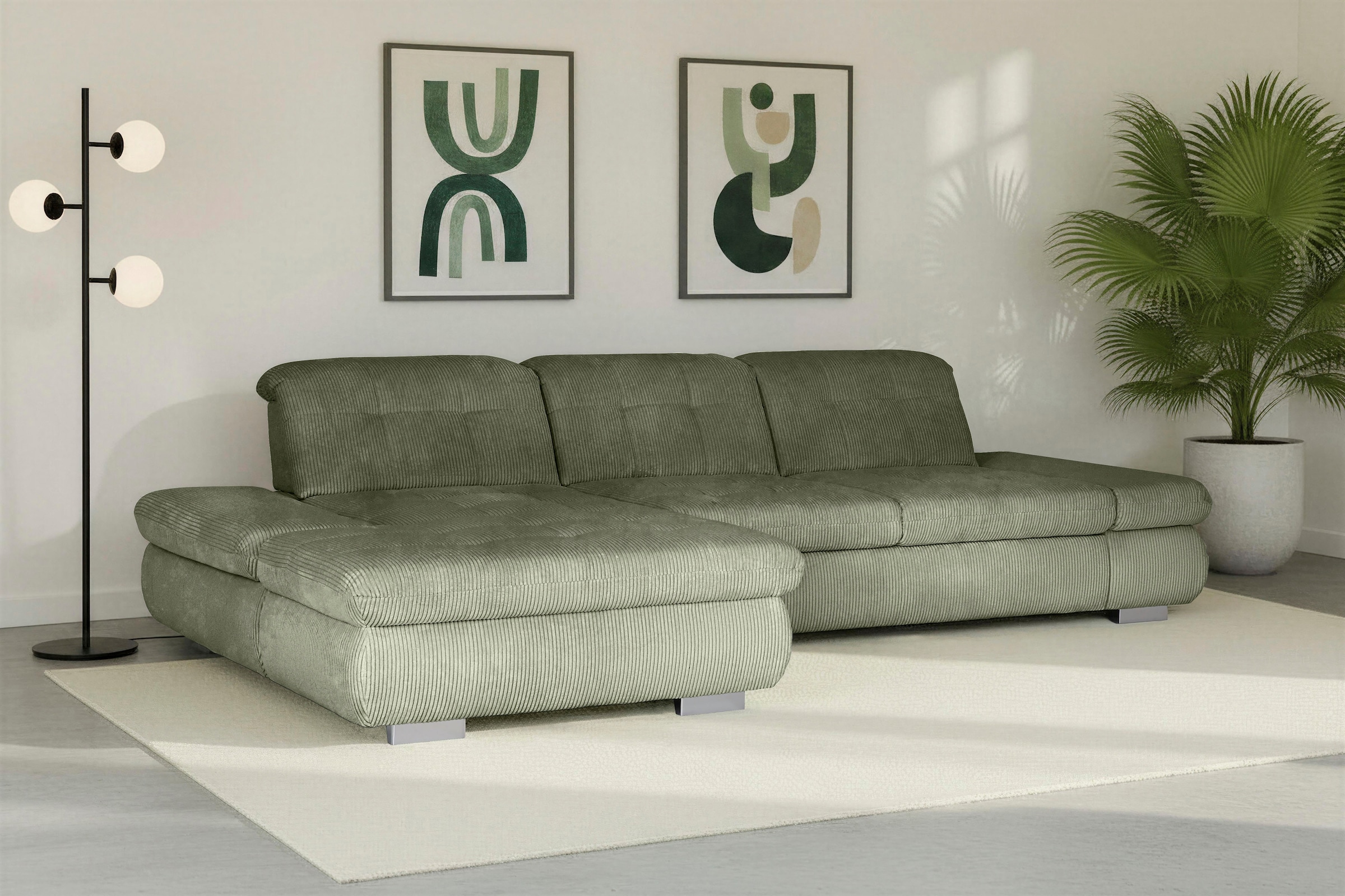 Die PlanBar Ecksofa "MP-IN17004 L-Form, Breite 331 cm, Kaltschaum-Polsterung" inkl. Sitztiefenverstellung, wahlweise weitere Funktionen
