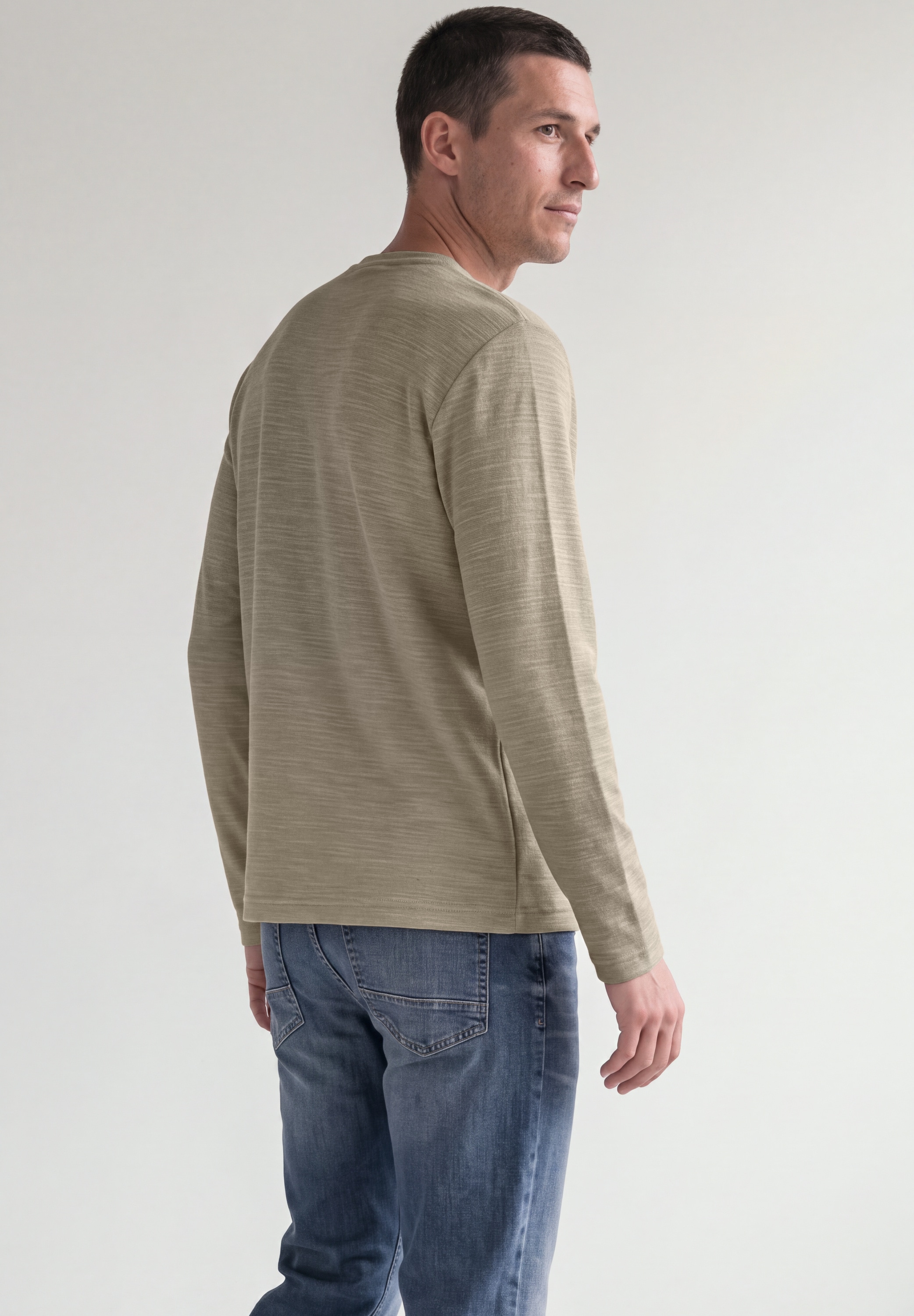 STREET ONE MEN Langarmshirt in Unifarbe