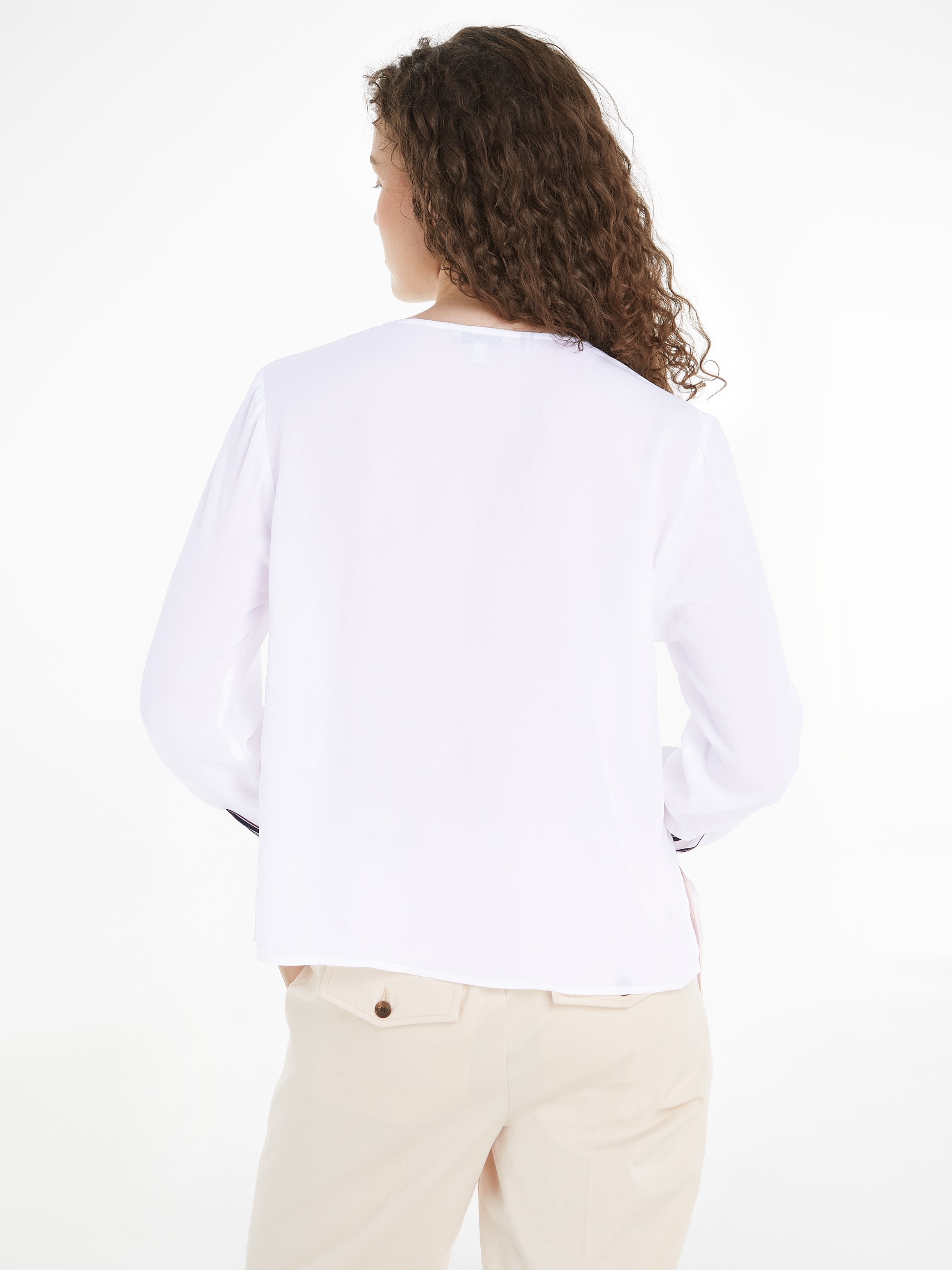 Tommy Hilfiger Langarmbluse "VISCOSE CREPE V-NECK BLOUSE", in Unifarbe günstig online kaufen