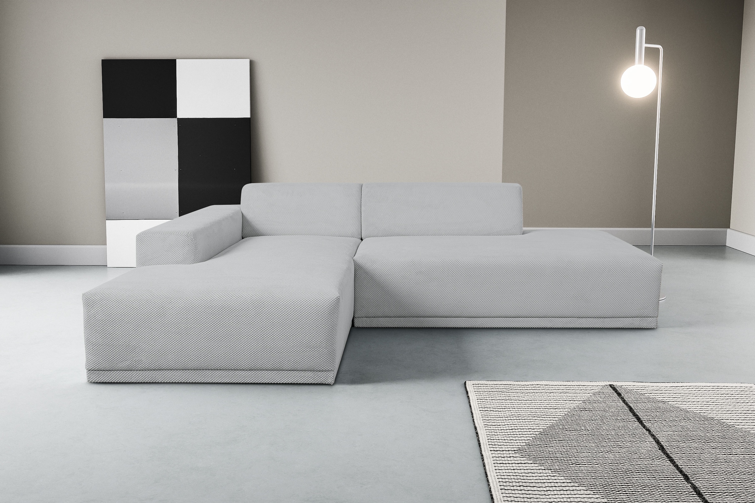 WERK2 Ecksofa "Apollo 264 x 188 cm modern und bequem" Waffelcord, L-Form