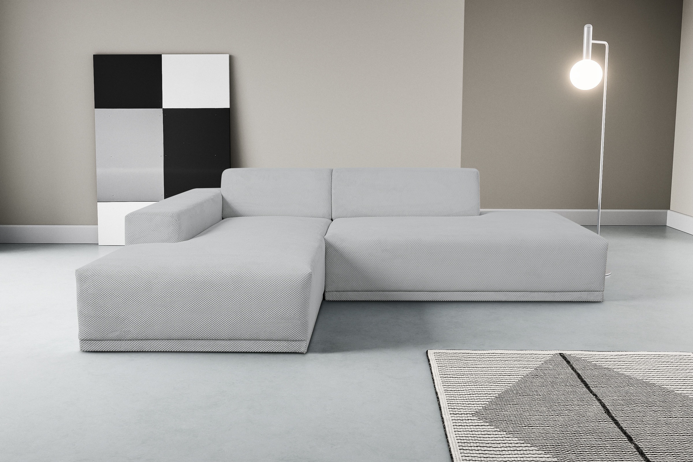 WERK2 Ecksofa "Apollo, hoher Sitzkomfort, aktuelles Design, Breite 264cm, L günstig online kaufen