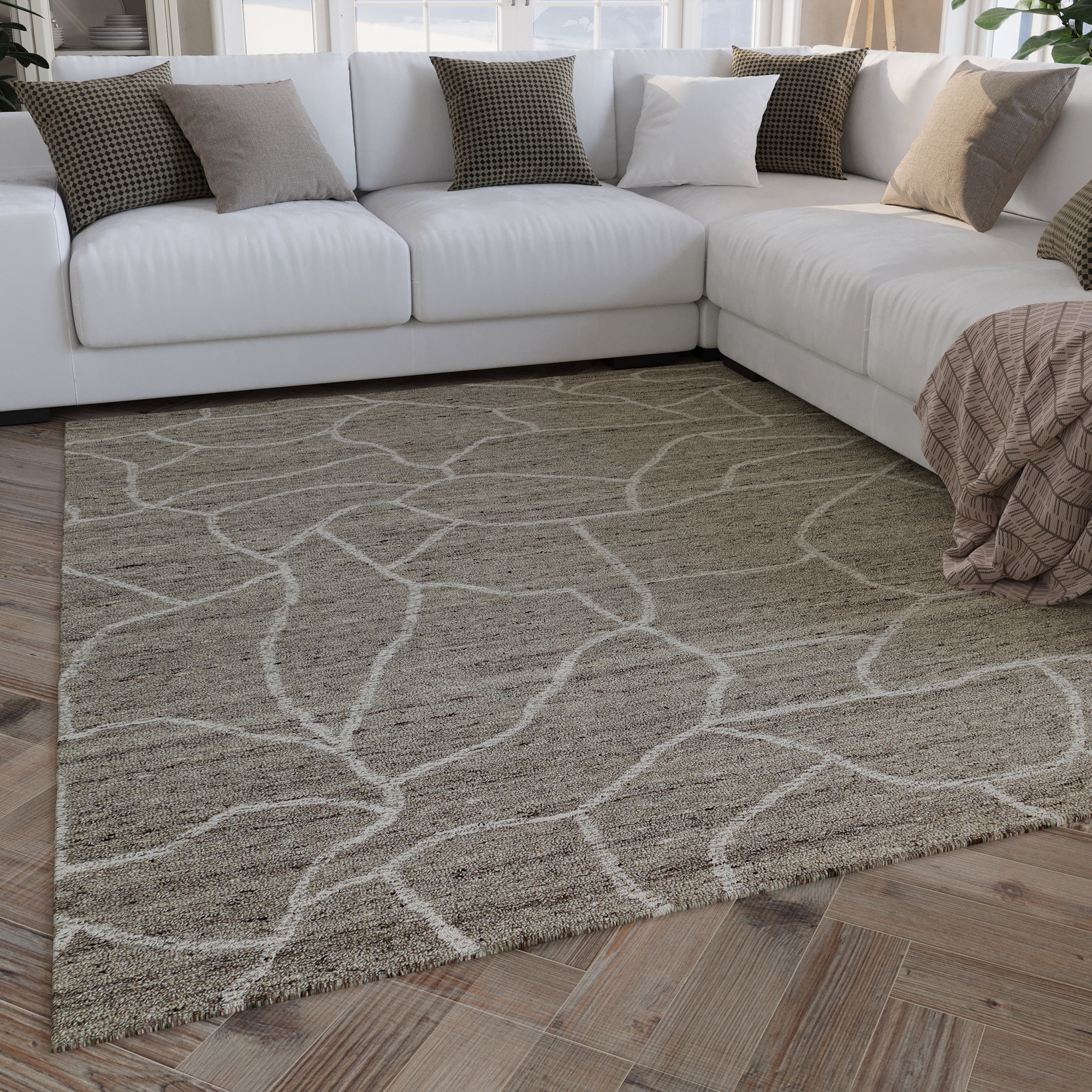 Wecon home Wollteppich »Hamptons FORTYONE«, rechteckig, 15 mm Höhe, Läufer, Schurwolle, Kurzflor, Wohnzimmer, elegant, robust, Stein