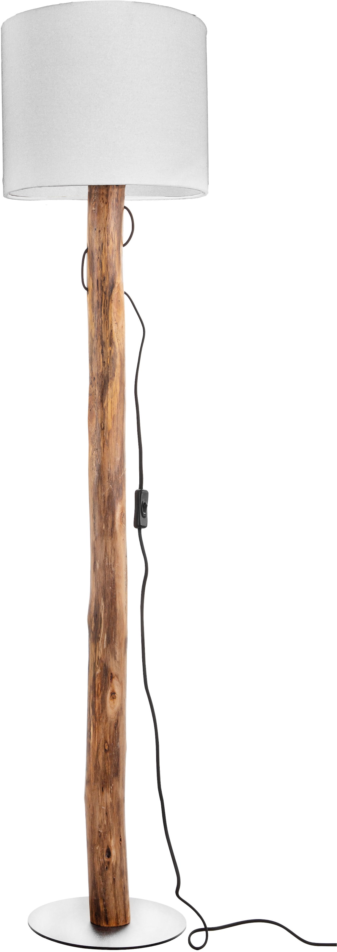 "NOWA Stehlampe ""NORIN"", beige (natur), Ø 30cm H: 139cm, 1 Stk., Leuchten, Stehleuchte, Holz, naturgewachsen, Textil, Wohnbereich, Flur, Stehlampe"