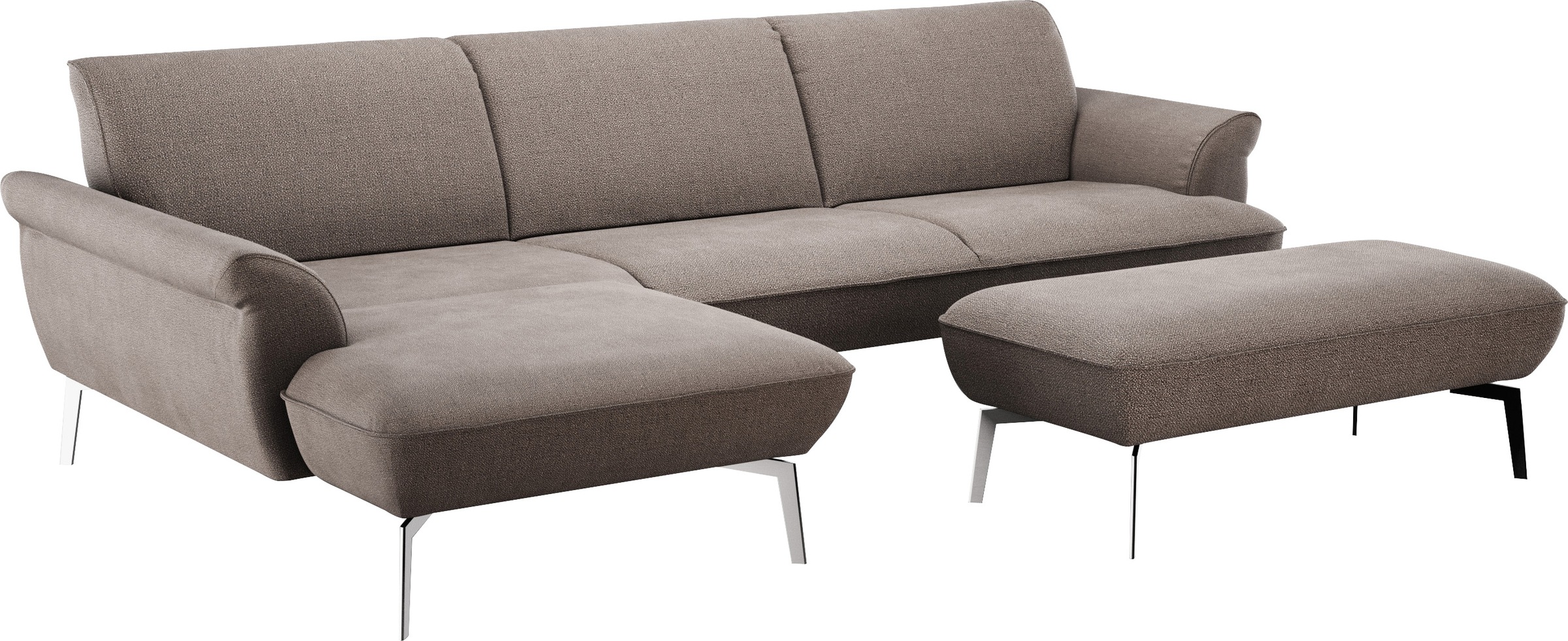 himolla Ecksofa »himolla 9900«, (mit Hocker), Recamiere rechts o. links, Füße Aluminium, mit Hocker