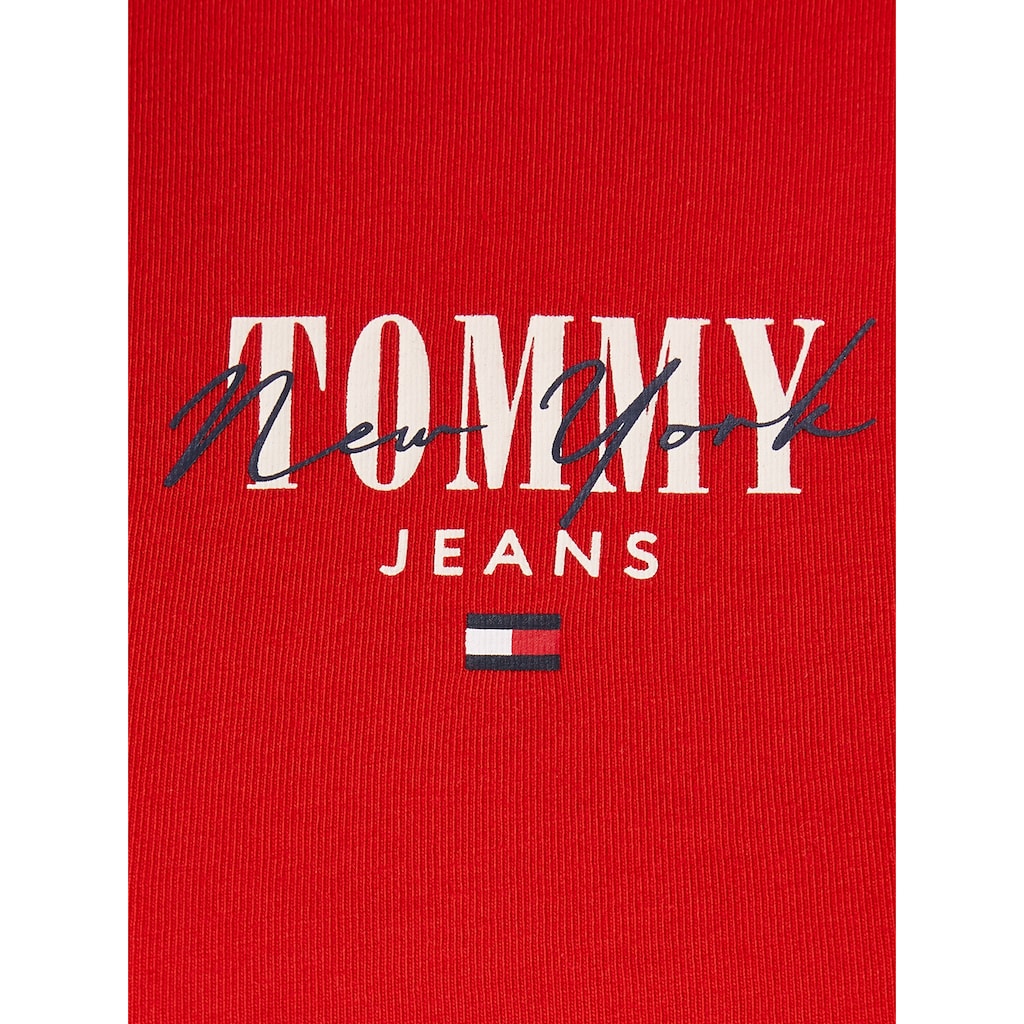 Tommy Jeans Rundhalsshirt »Rib Slim Essential Logo«, Rippshirt, feines Jersey Rippe, elastisch mit Tommy Jeans Logo