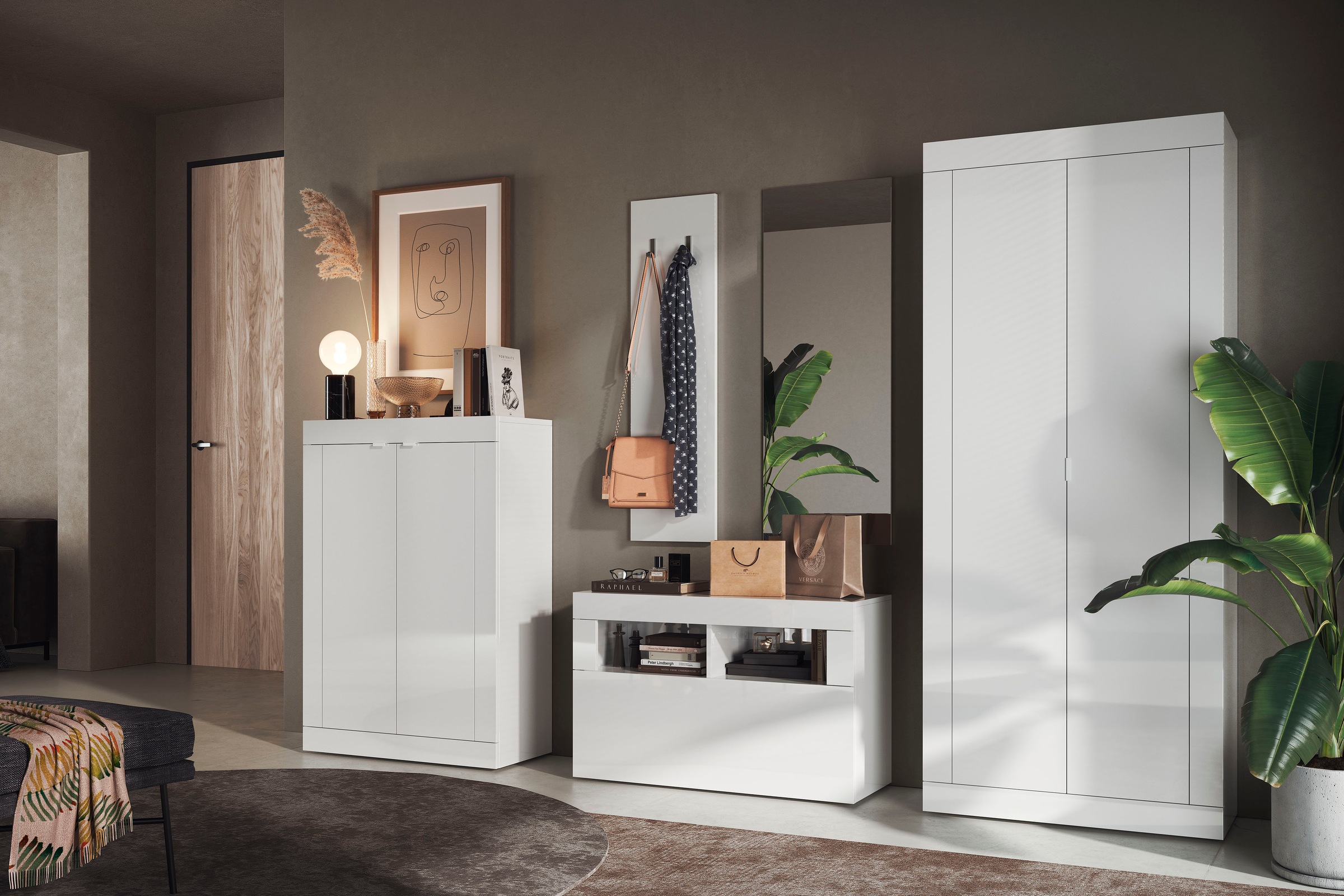 Thumbnail - Home affaire Garderoben-Set "Basic 3tlg. Breite 91 cm, Höhe 187 cm, Wandgarderobe" 3 Stk. tlg.