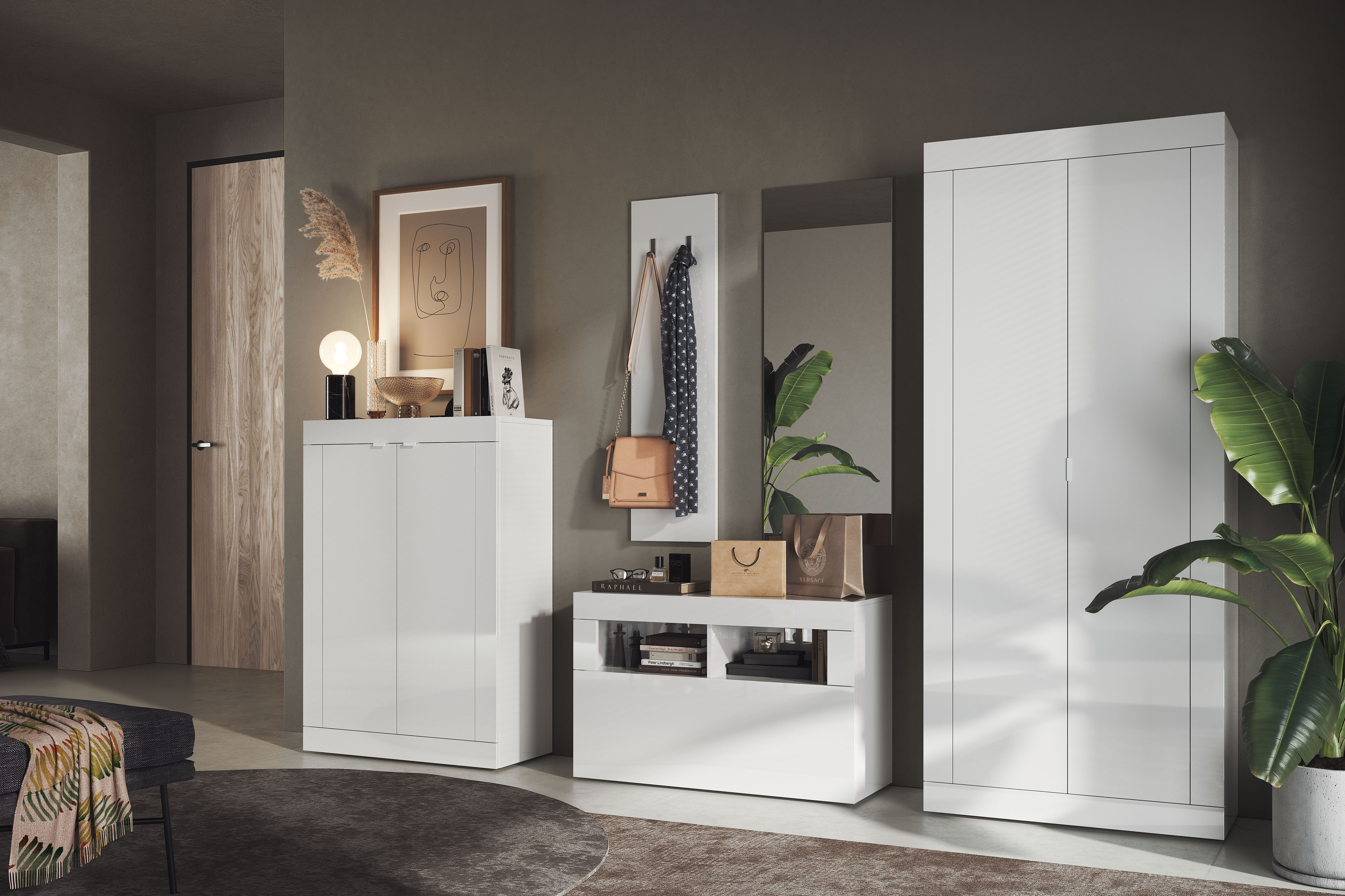 Thumbnail - INOSIGN Garderoben-Set "Basic 3tlg. Breite 91 cm, Höhe 187 cm, Wandgarderobe" 3 Stk. tlg. (Schuhbank, Garderobenpaneel, ...