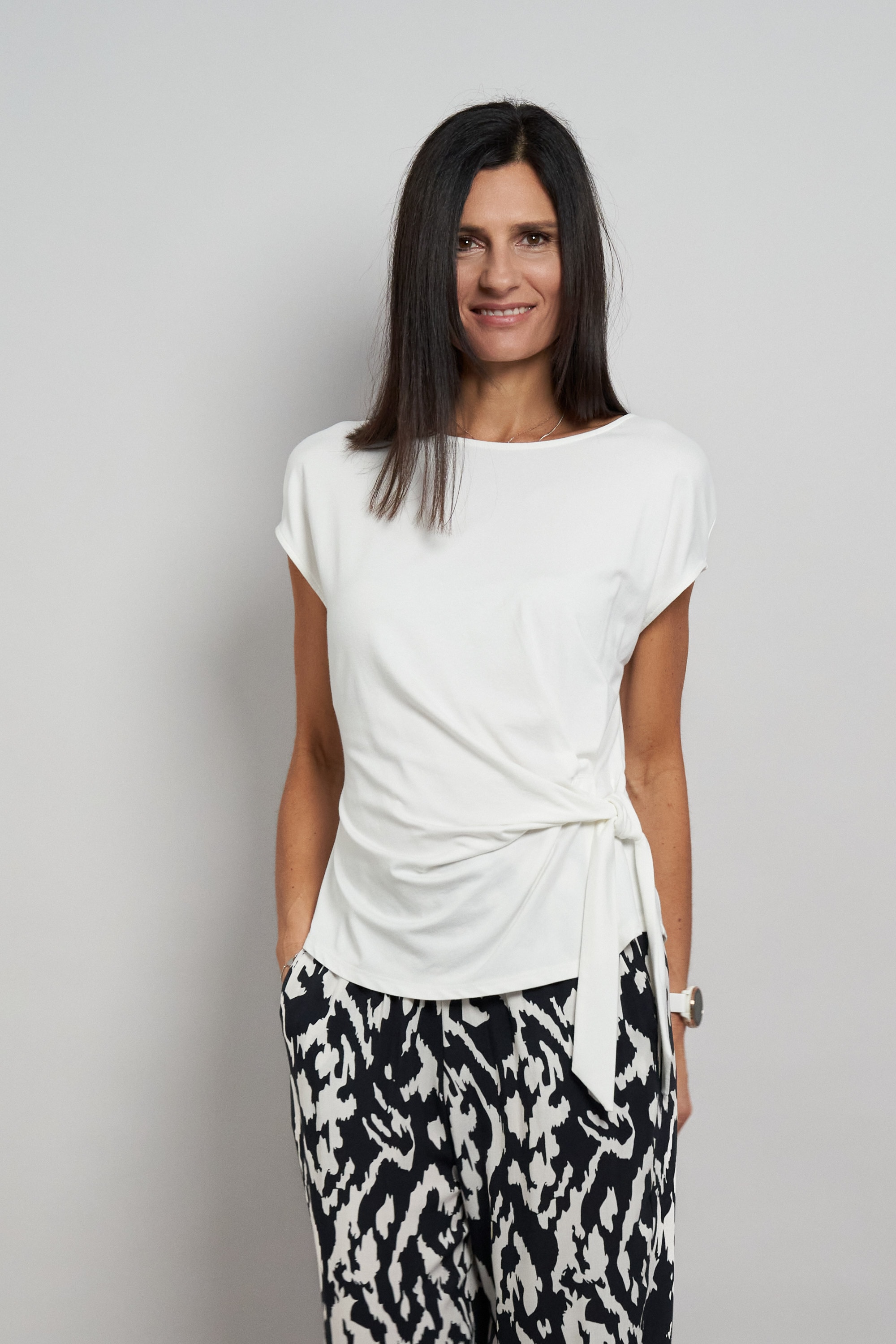 Seidel Moden Kurzarmshirt Rundhals-Shirt mit Knoten-Detail an der Seite - M günstig online kaufen