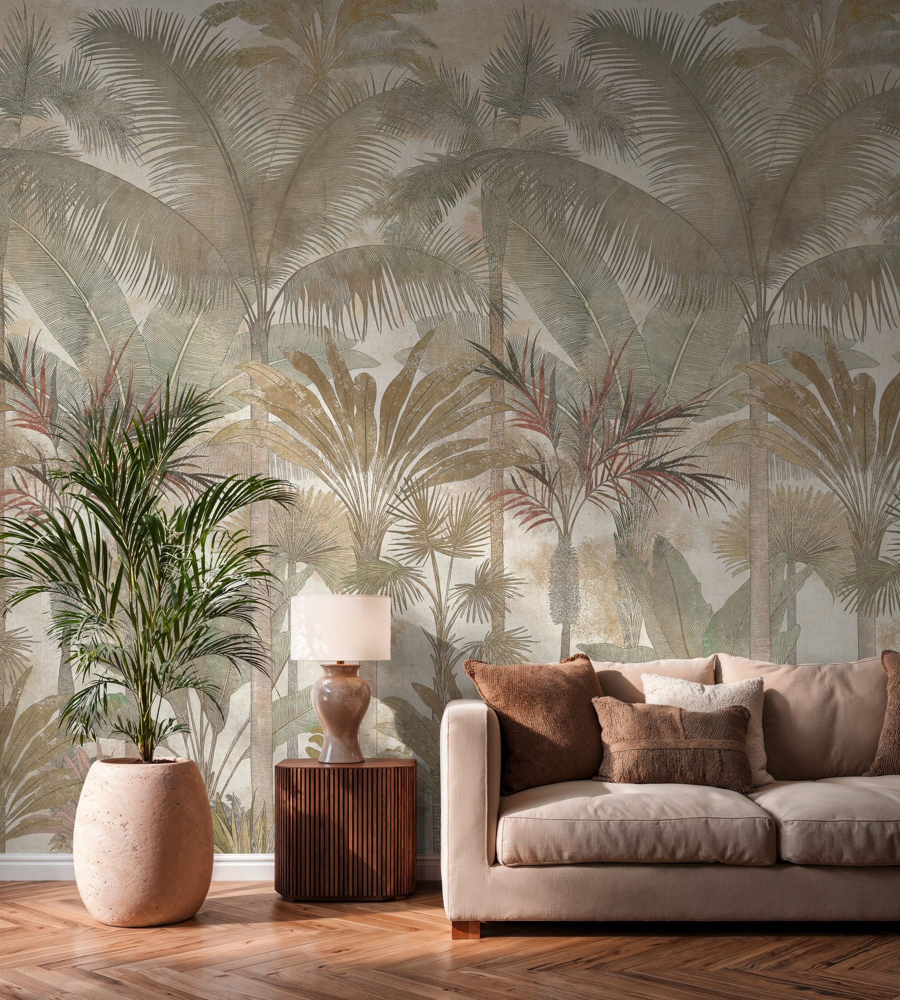 A.S. Création Vliestapete »Cuba II Endless Tropical Palms Fototapete« Retro | floral | tropisch leicht strukturiert Dichte Dschungel-Optik mit exotischen Blättern und Palmen