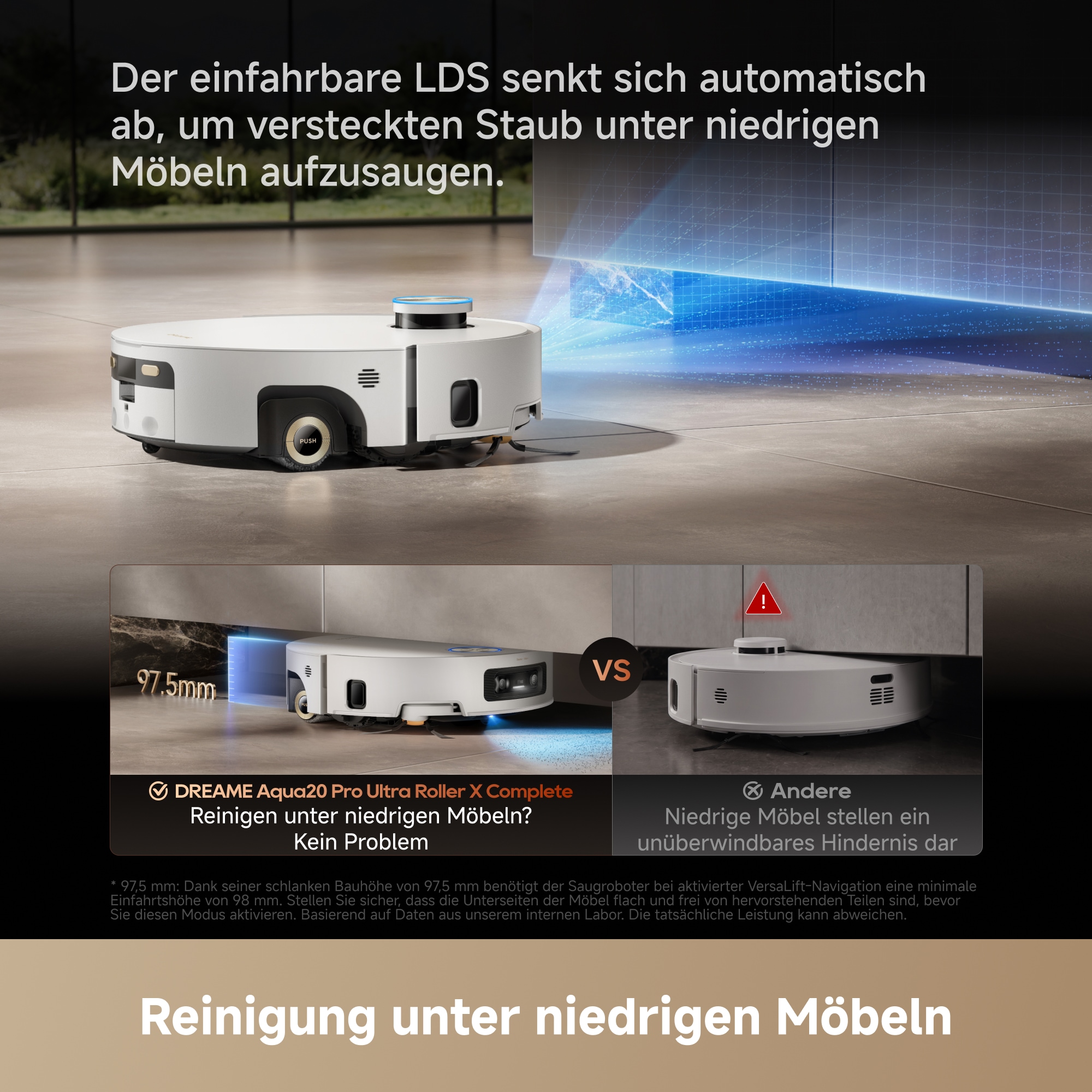 Dreame Nass-Trocken-Saugroboter »Aqua20 Pro Ultra Roller X Complete White« Vollautomatische Absaugstation, App-Steuerung
