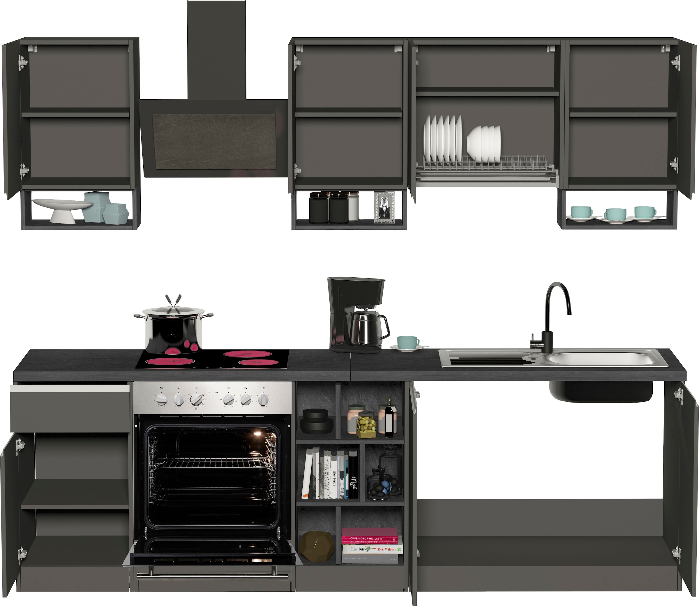 KOCHSTATION Küchenzeile »KS-Sole«, Breite 256 cm, mit Geschirr-Abtropfschrank, ohne E-Geräte