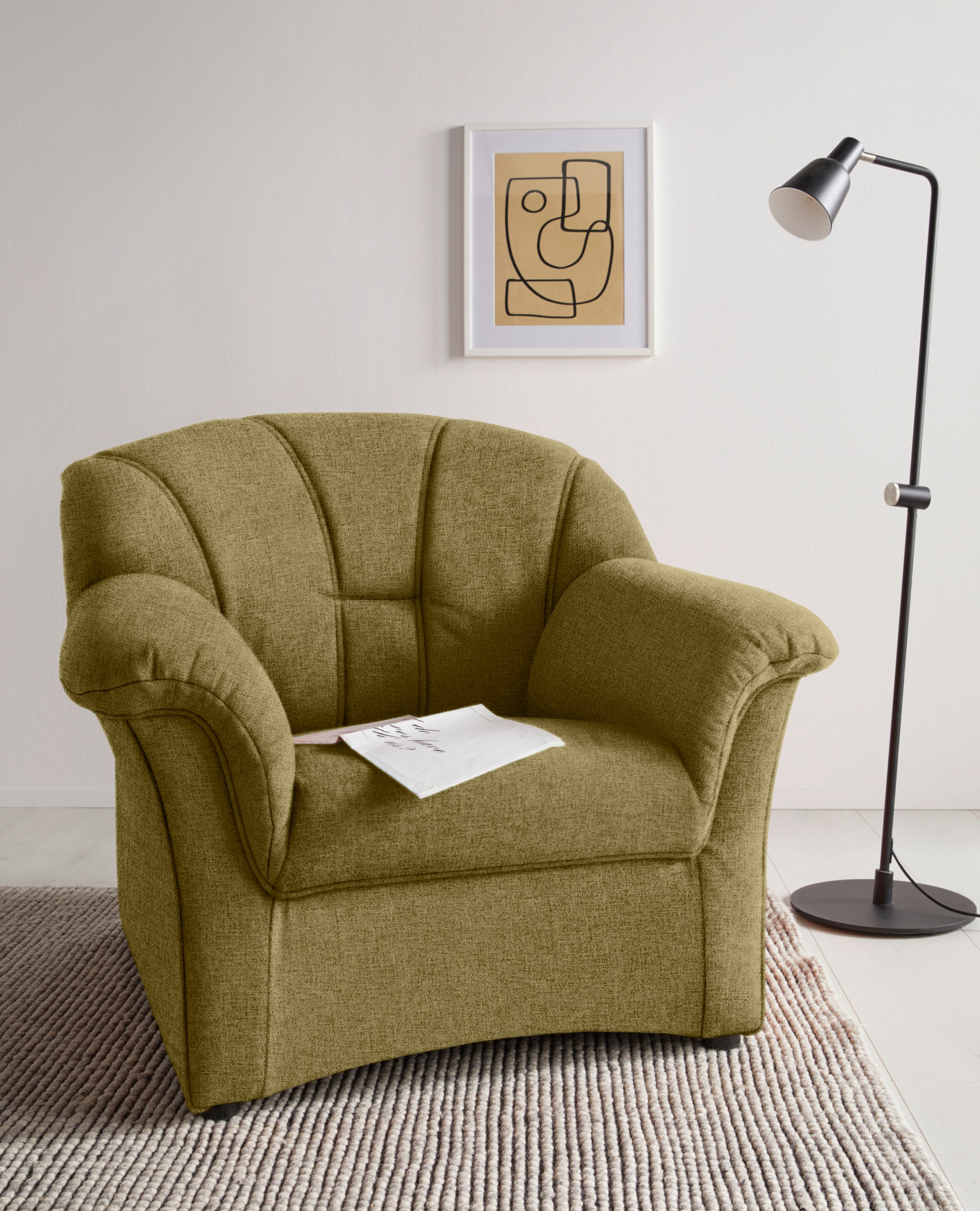 DOMO collection Sessel "Papenburg zeitlose Rückensteppung, elegante Armlehn günstig online kaufen