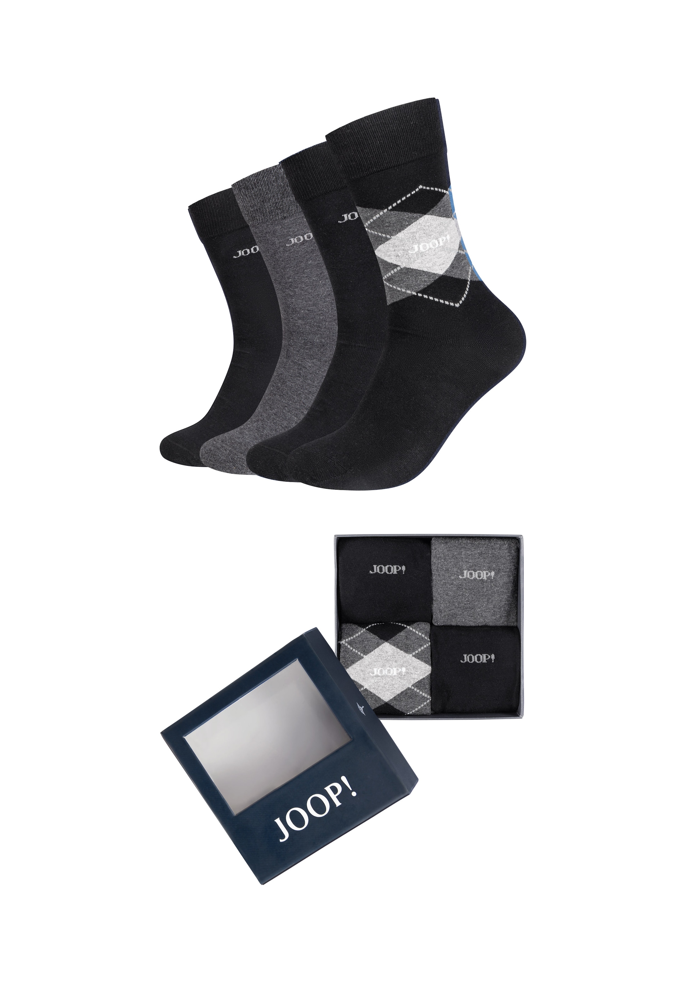 JOOP Socken "premium essentials" 4 Paar tlg. mit elastischem Bund