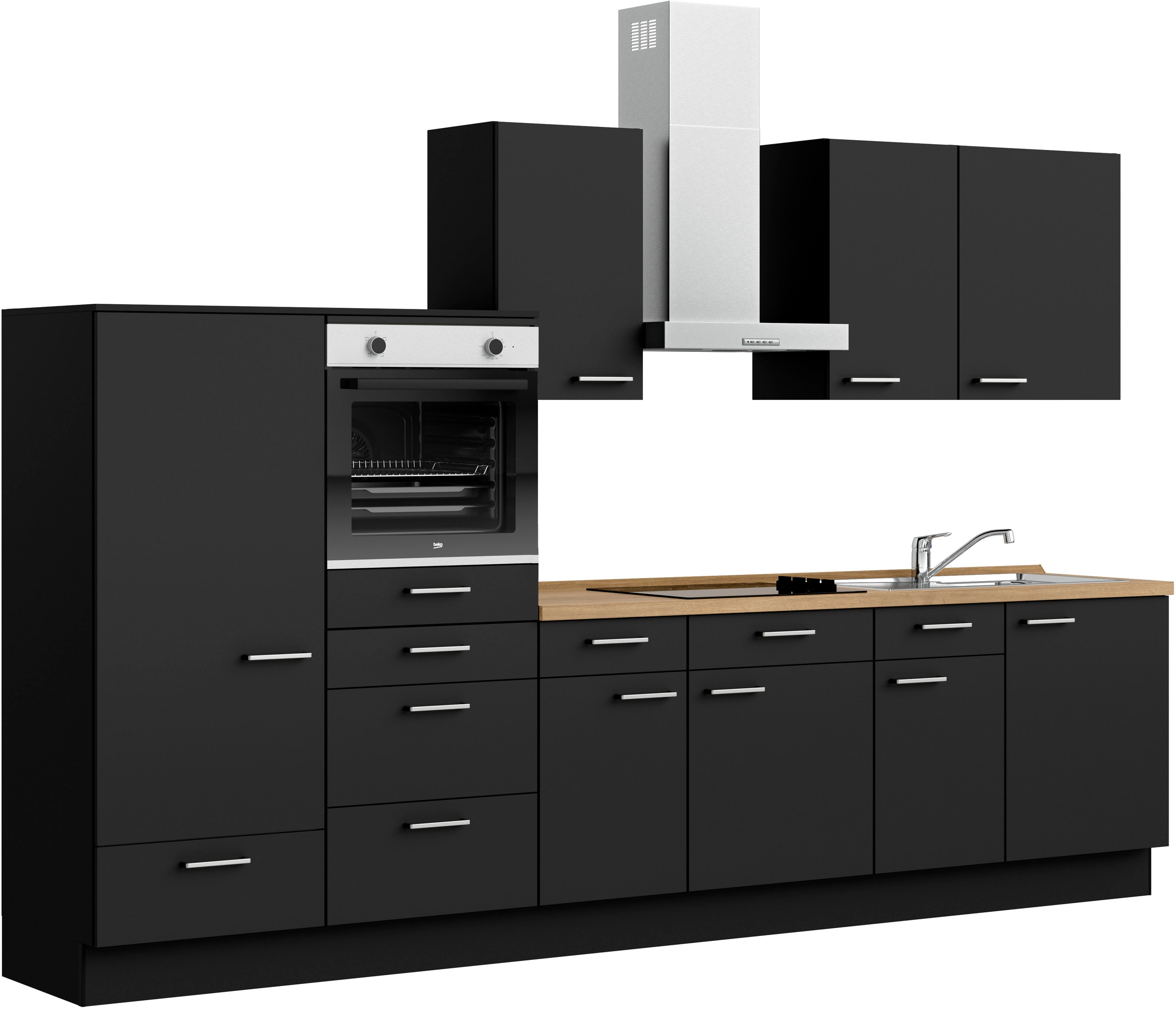 nobilia® Küchenzeile »"Touch I"«, vormontiert, Ausrichtung wählbar, Breite 330 cm, wahlw. mit E-Geräten