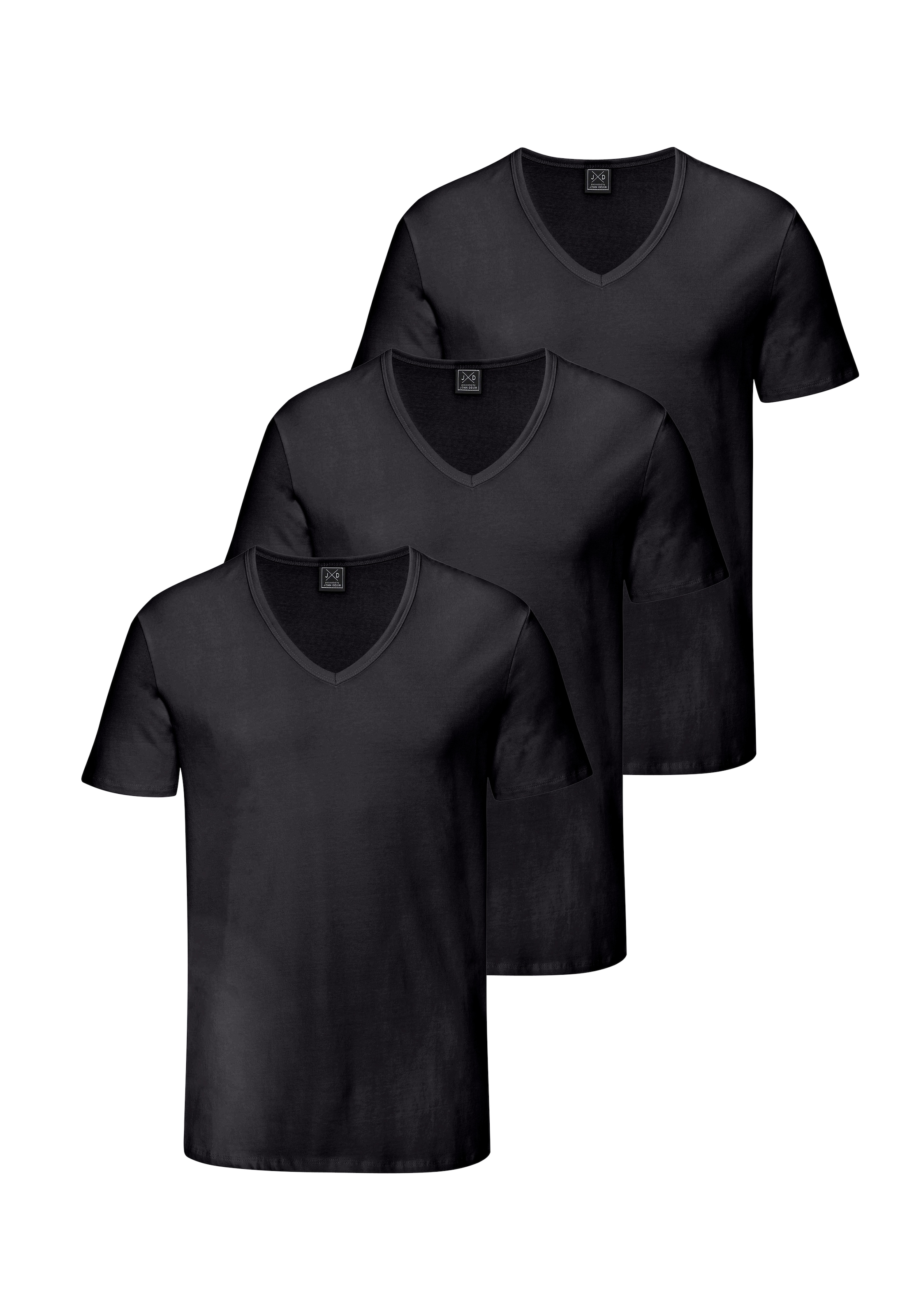 John Devin T-Shirt "mit tiefem V-Ausschnitt, V-neck Shirt" 3er-Pack, aus el günstig online kaufen