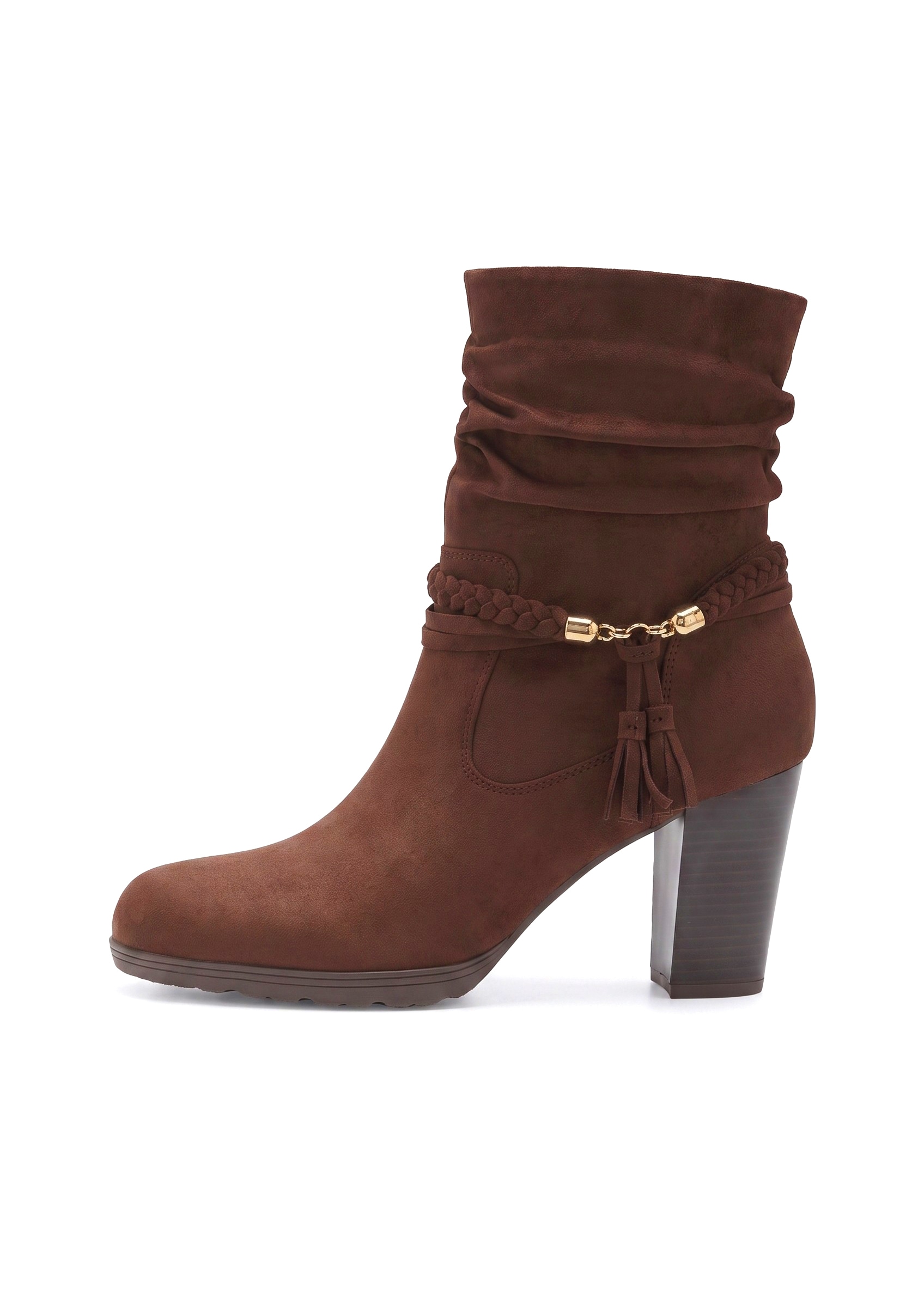 LASCANA Stiefelette »Stiefel, Boots,«  mit Blockabsatz  und Schmuckelement VEGAN