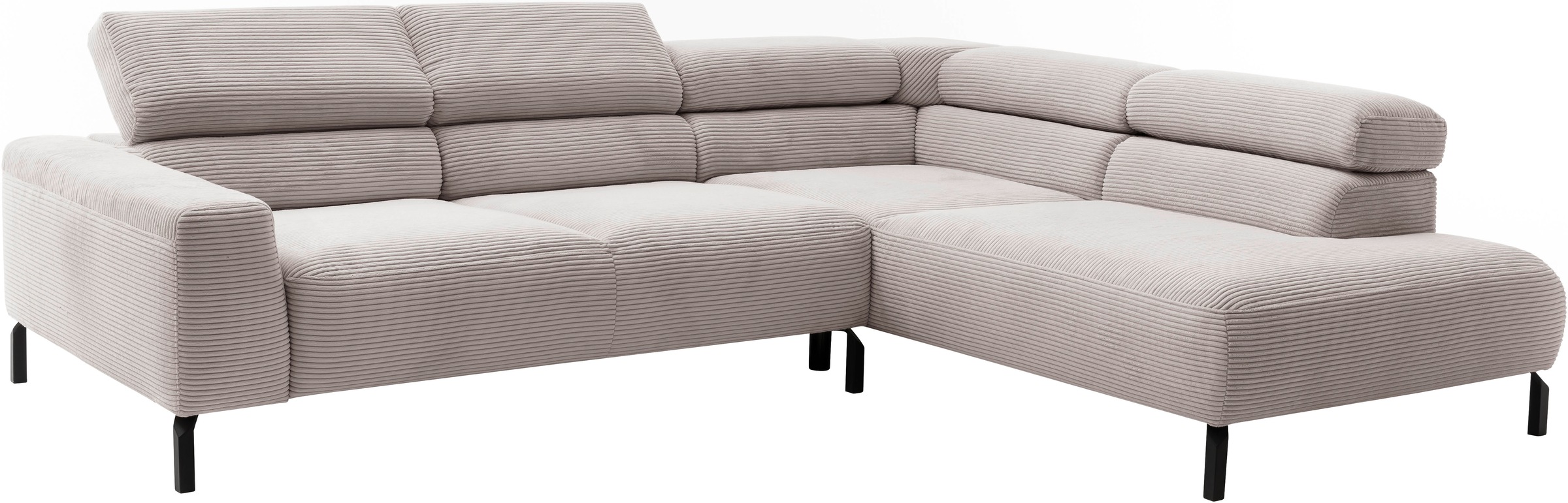 Places of Style Ecksofa »Antonelli, L-Form, inkl. Kopfteilverstellung, Breite 276 cm«, ohne Sitztiefenverstellung, in Cord, taupe