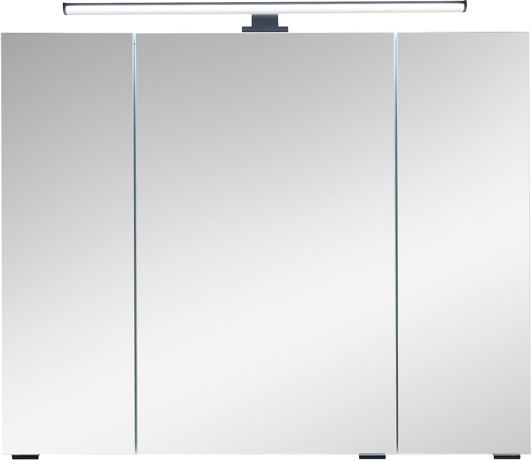 Saphir Badezimmerspiegelschrank »Quickset 500, 3 Türen, 80cm breit, LED-Aufsatzleuchte« inkl. Schalter und Steckdose