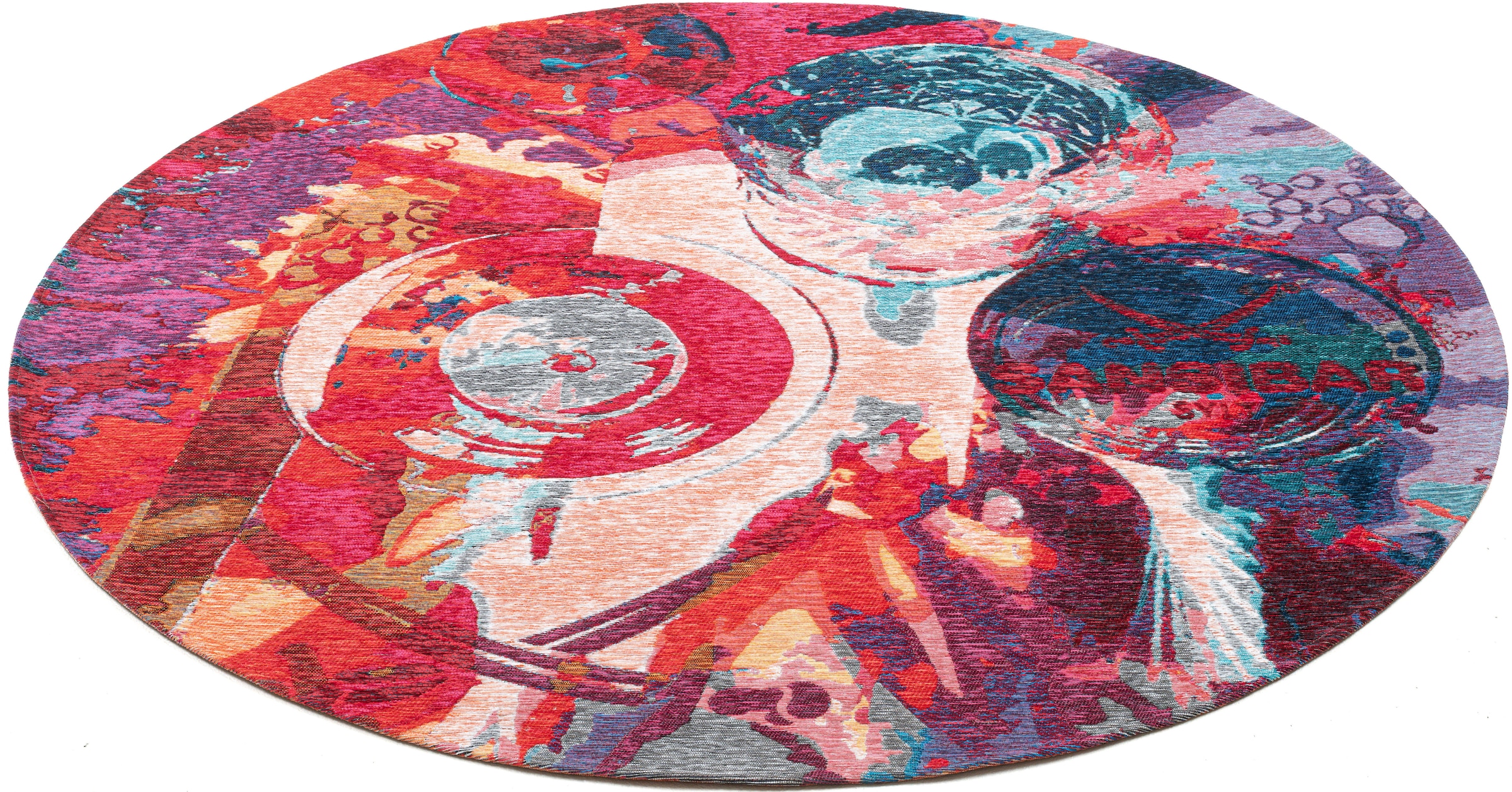 Teppich »Keitum 008«, rund, Flachgewebe, modernes Design, Motiv Gläser & gekreuzte Säbel