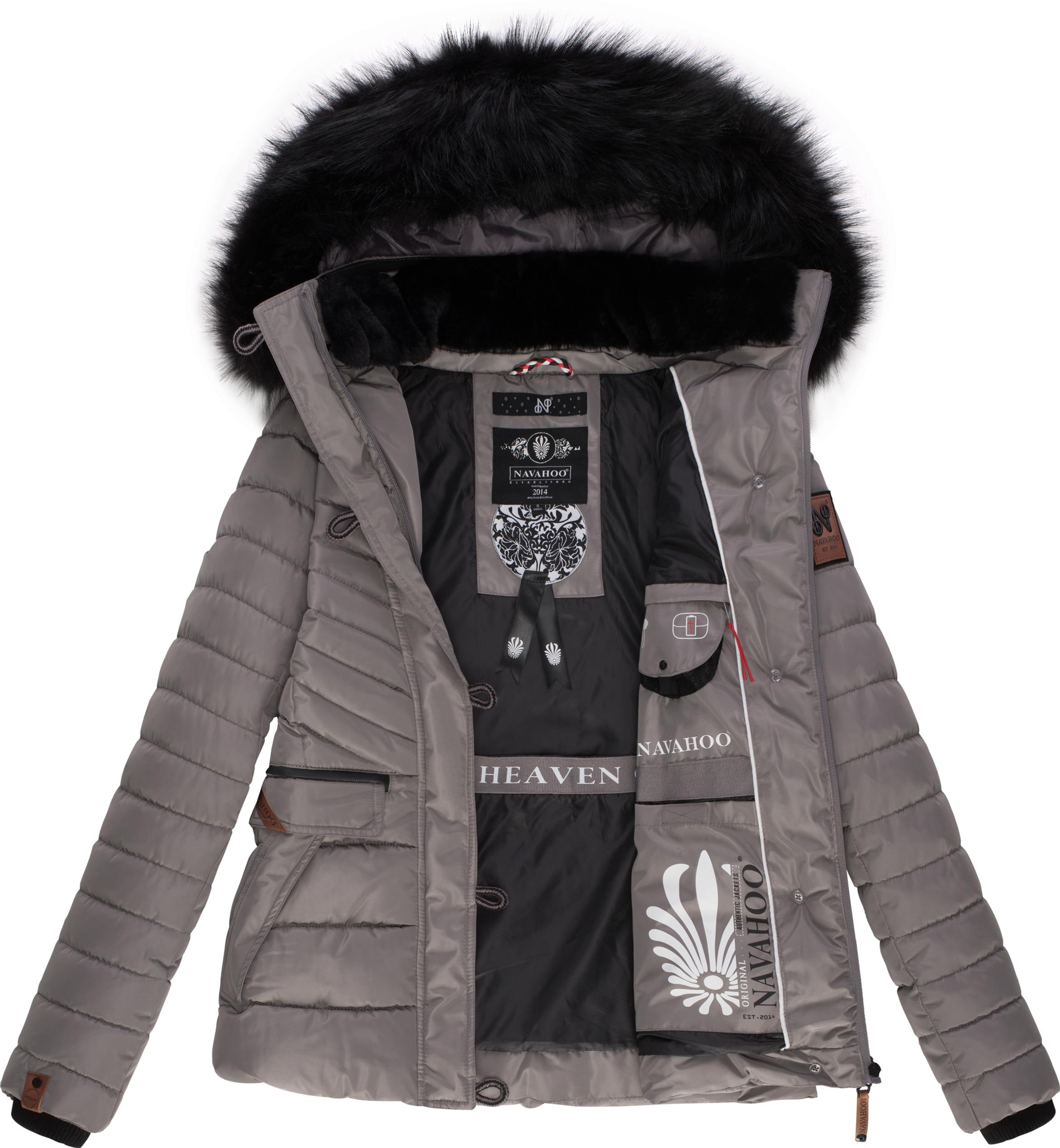 Navahoo Winterjacke »Wisteriaa«, mit Kapuze, Warm gefütterte Steppjacke mit Kunstfell-Kapuze