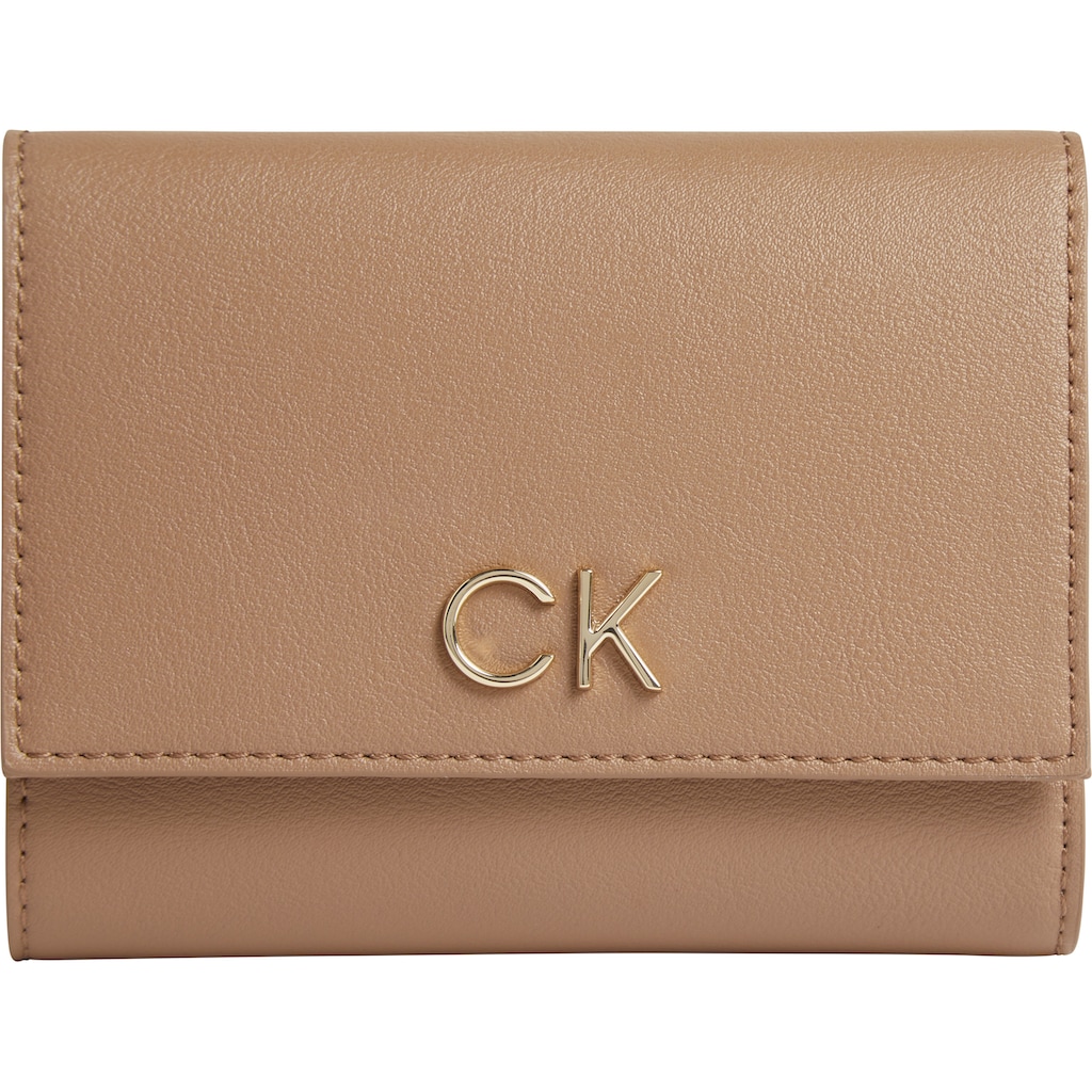 Damenmode Taschen Calvin Klein Geldbörse »RE-LOCK TRIFOLD MD«, im praktischem Rückfach beige