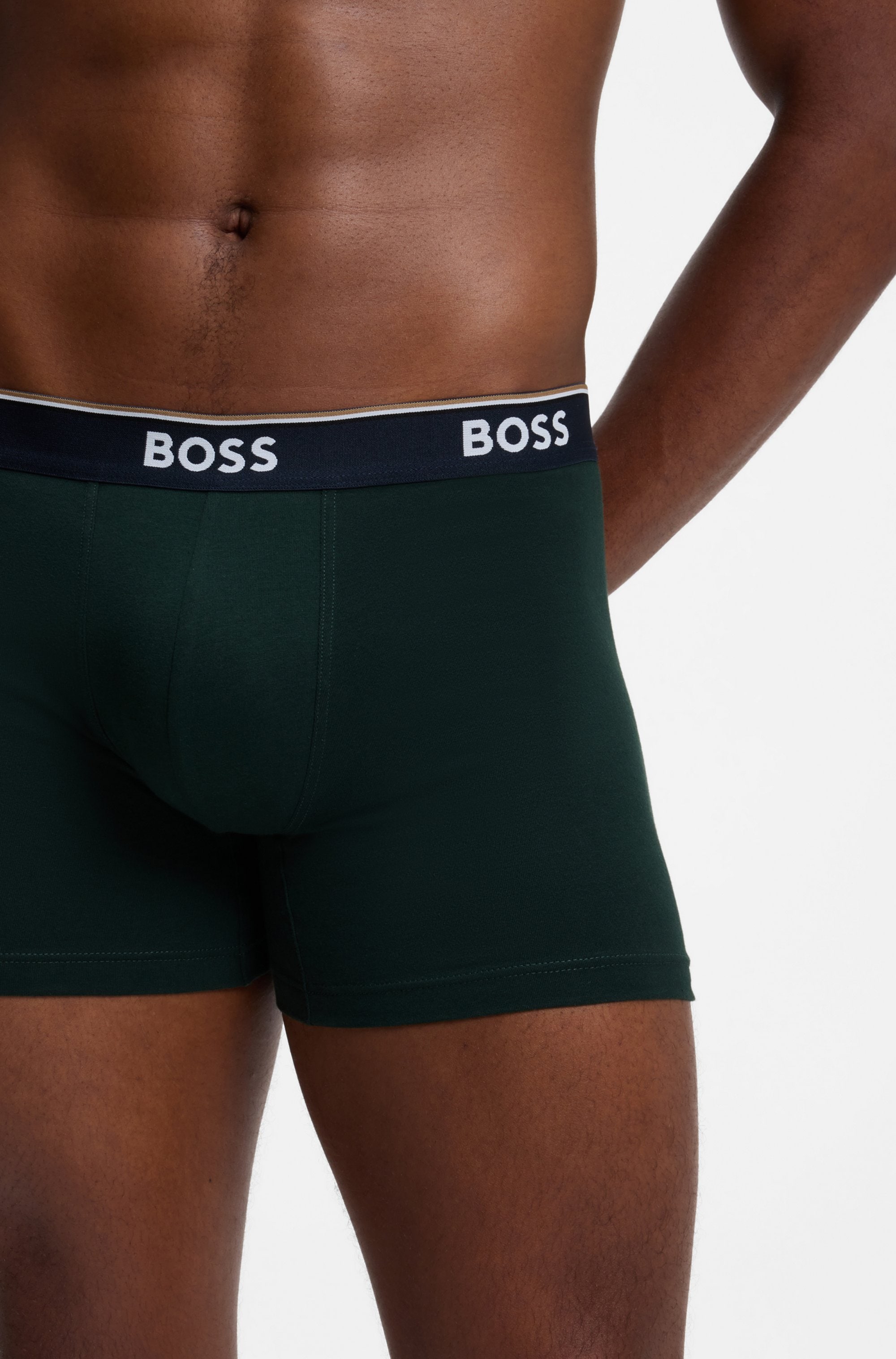 BOSS Boxershorts Packung, 3 Stk. längeres Bein, anliegend, aus Stretch-Baumwolle