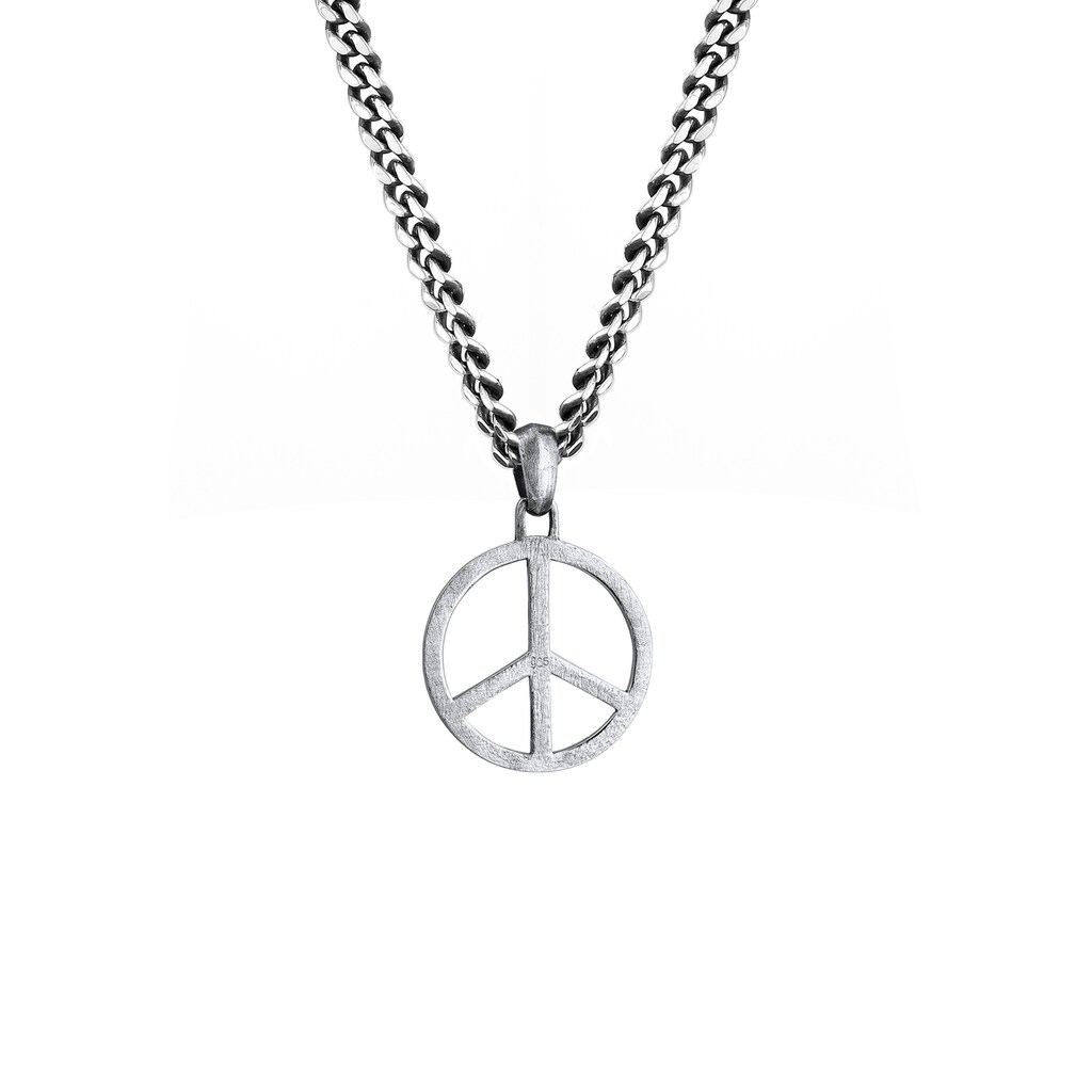 Kuzzoi Kette mit Anhänger »Herrenkette Peace Oxidiert 925 Silber«