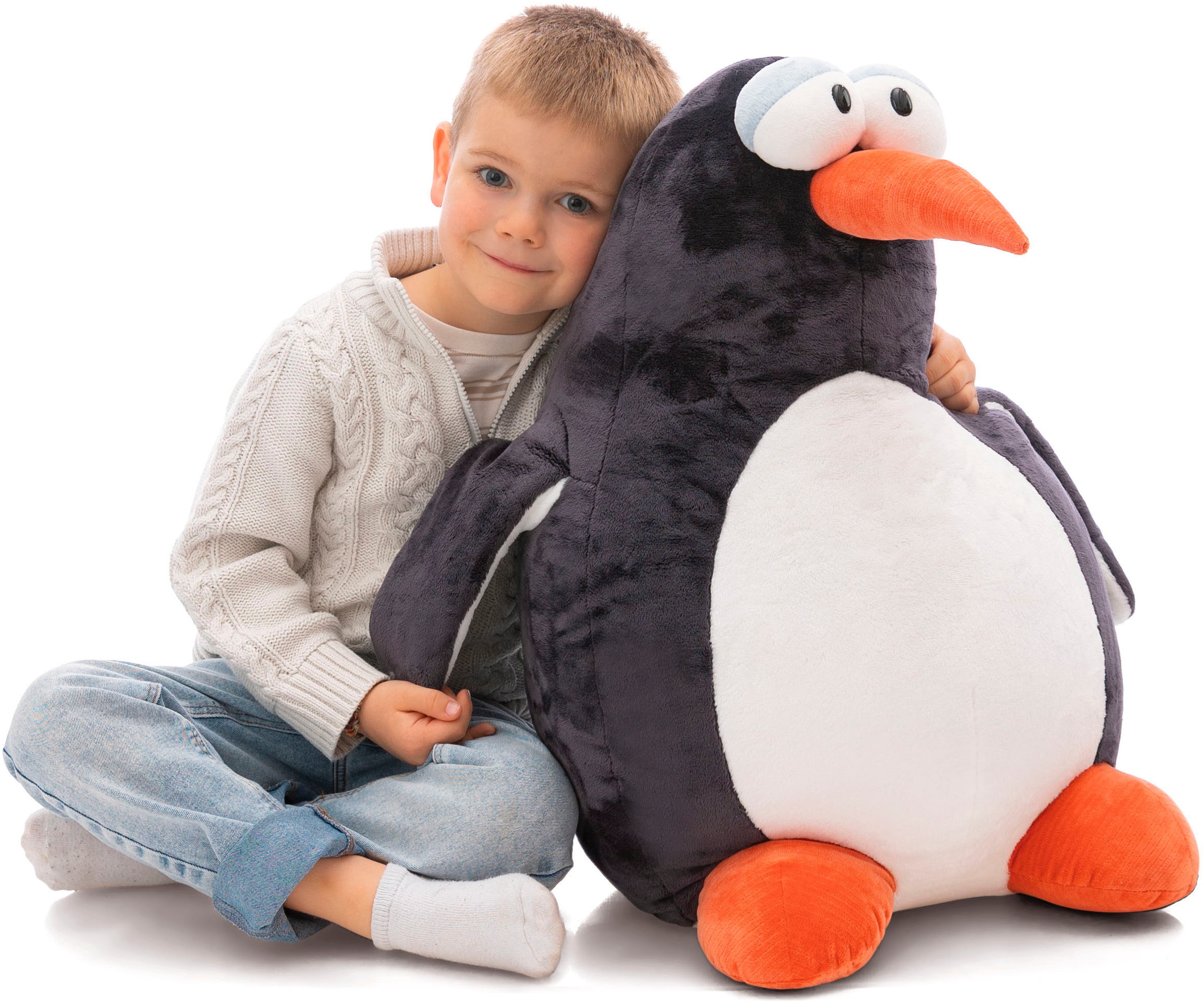 Nici Kuscheltier »Winter, Pinguin Jorge Thunder, 60 cm sitzend« sitzend, enthält recyceltes Material