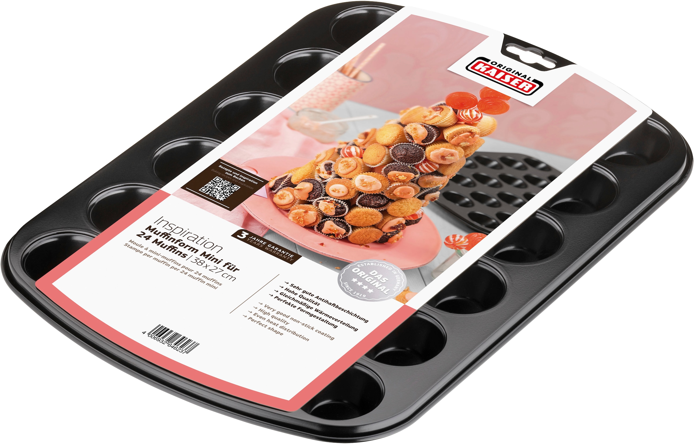 Kaiser Backformen Muffinform »Inspiration«, (1 St.), Blech für 24 Mini-Muffins, antihaftbeschichteter Stahl, formstabil