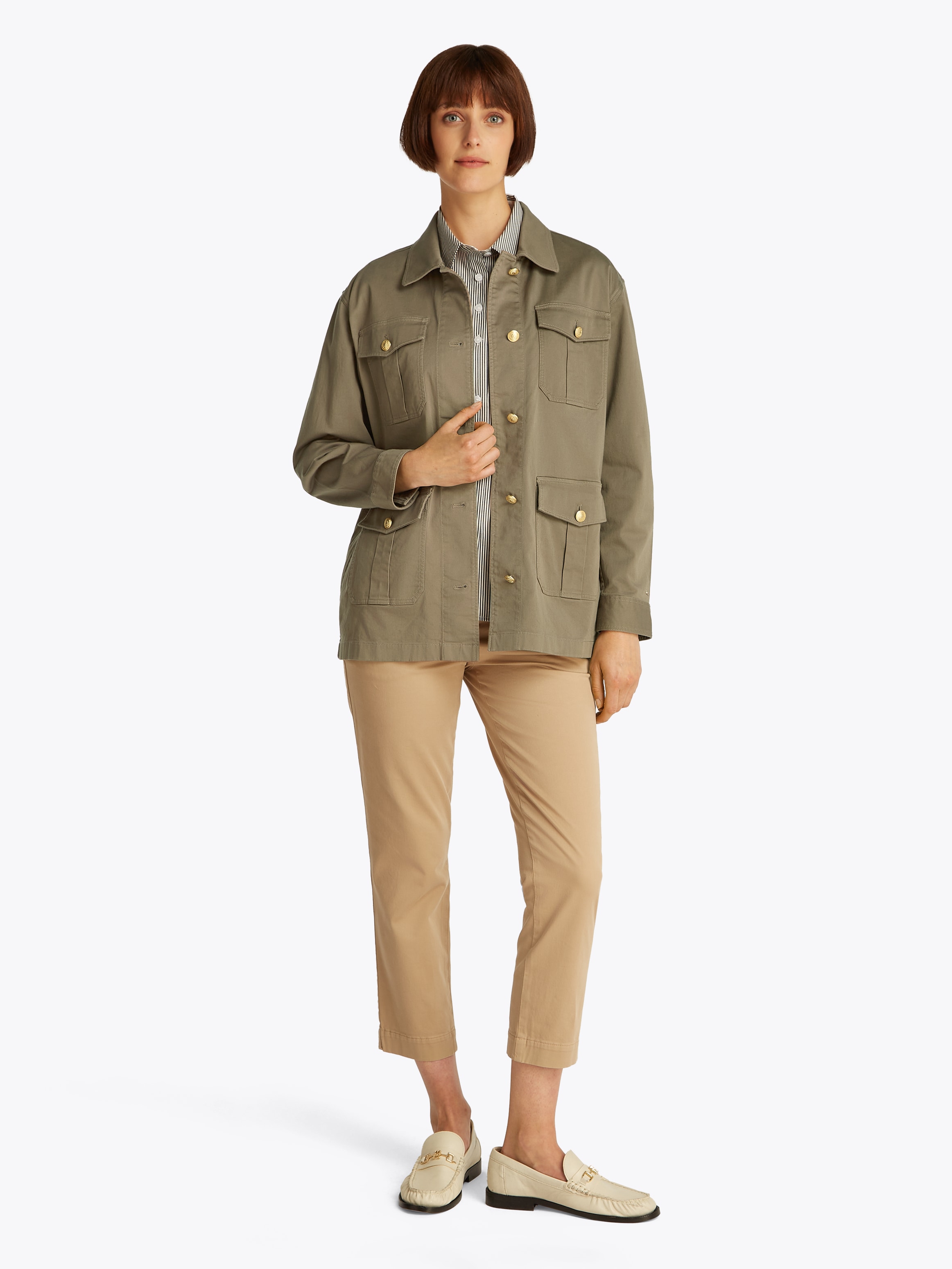 Tommy Hilfiger Outdoorjacke »GOLD BUTTON UTILITY JACKET«, mit goldfarbenem Knopf