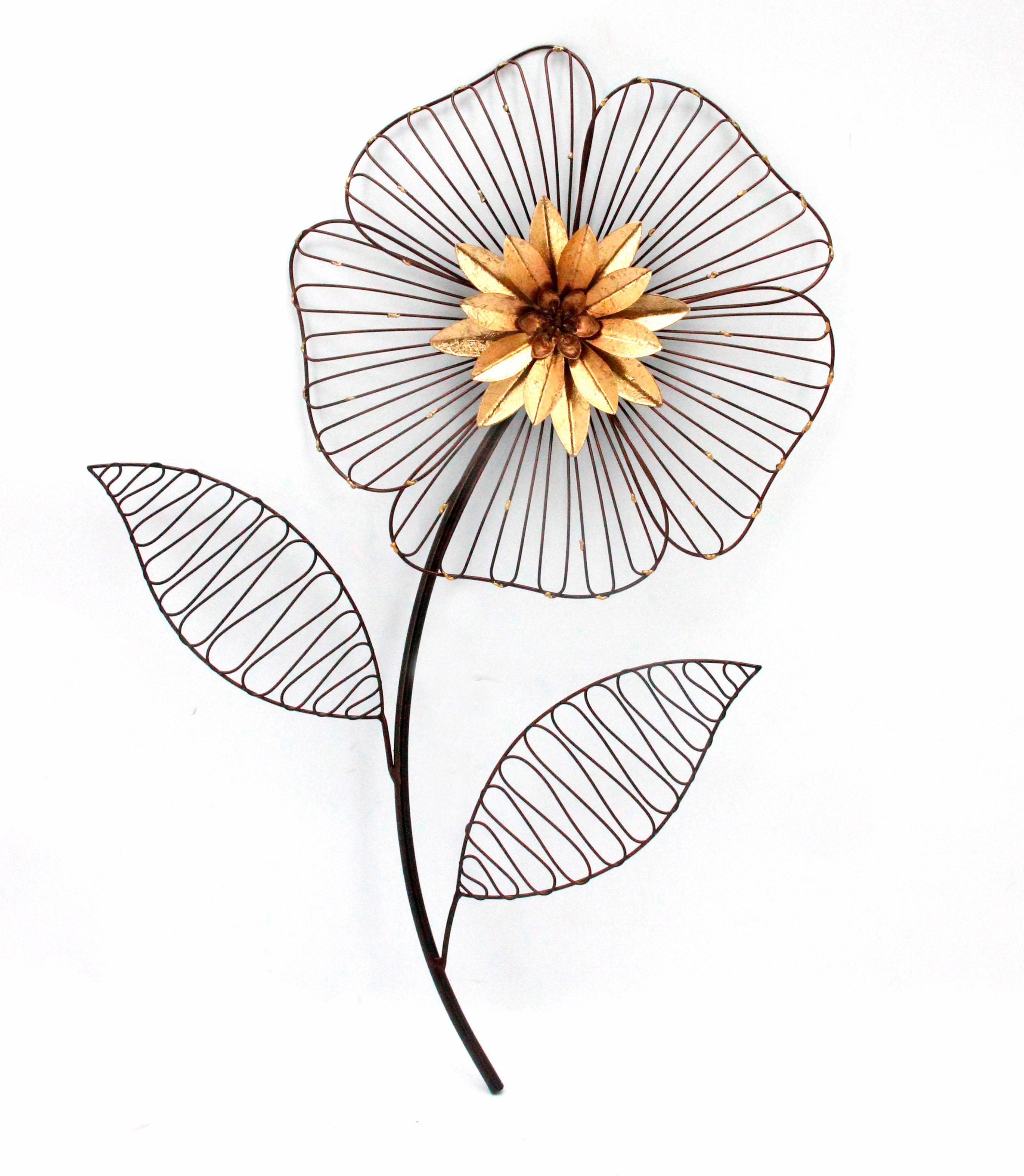 HOFMANN LIVING AND MORE Wanddekoobjekt Wanddeko Blume, Wanddekoration aus Metall goldfarben Deko Wohnaccessoires