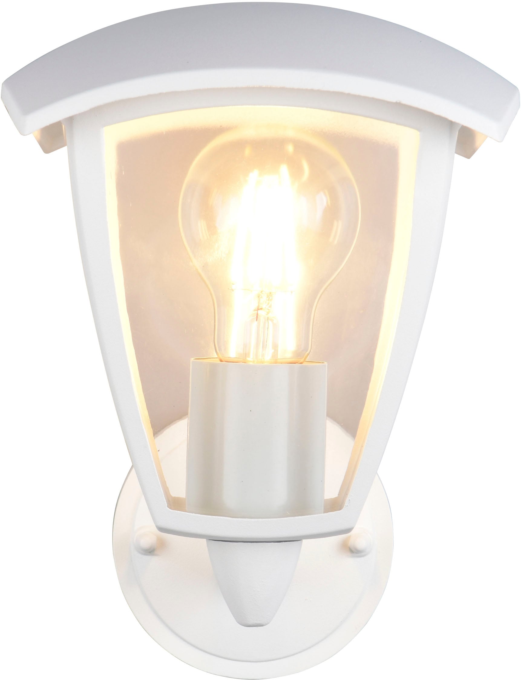 TRIO Leuchten Außen-Wandleuchte »VENTA, Laterne Hauswand Fassadenbeleuchtung, exkl 1x E27 max 10W, IP44«, 1 flammig, Leuchtmittel E27 | Leuchtmittel wechselbar, Wandlampe Laternen-Optik, aufwärts gerichtet, Schirm Kunststoff