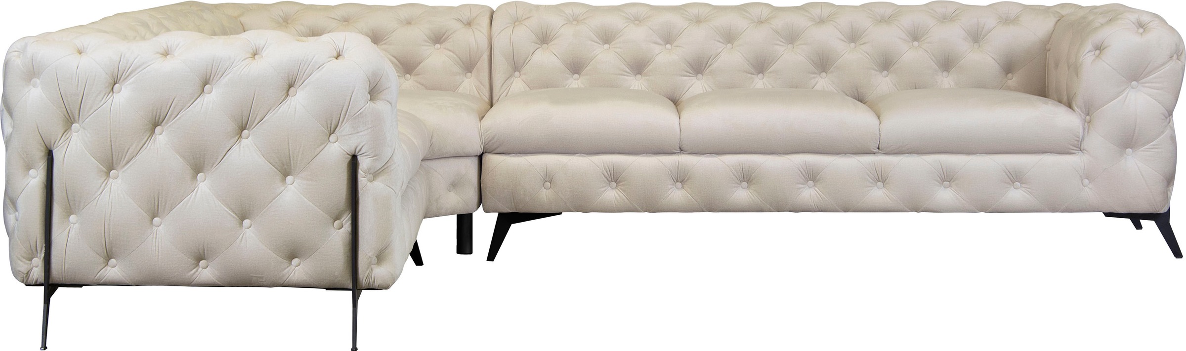 Thumbnail - Leonique Chesterfield-Sofa "Amaury L-Form" großes Ecksofa, Chesterfield-Optik, Breite 323 cm, Fußfarbe wählbar