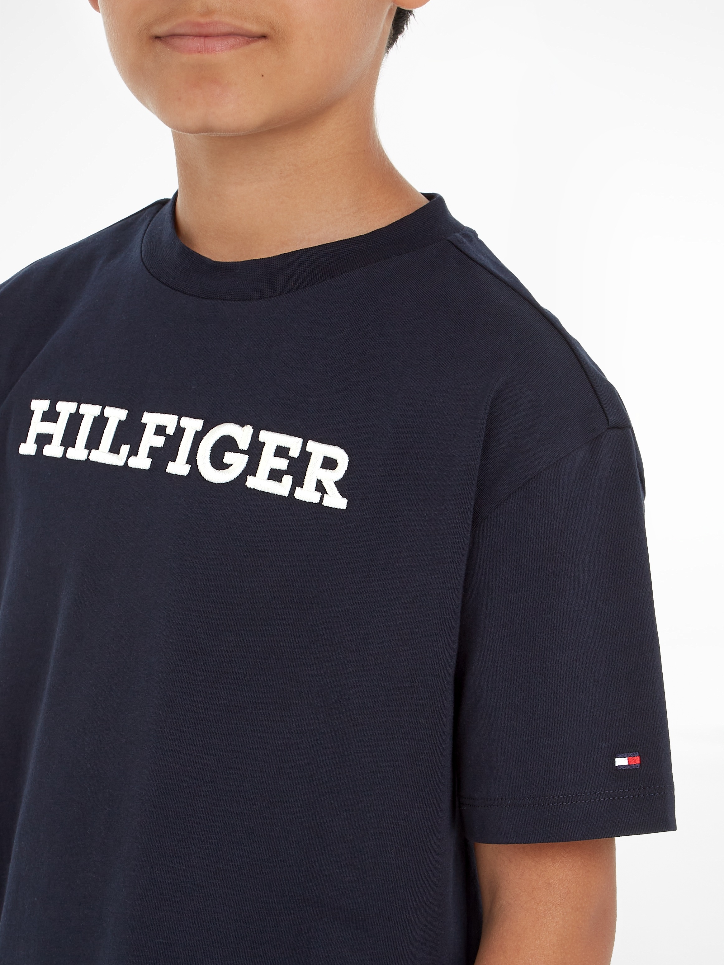 Tommy Hilfiger T-Shirt »U MONOTYPE TEE S/S«, mit großer Logo-Stickerei  online bestellen | BAUR