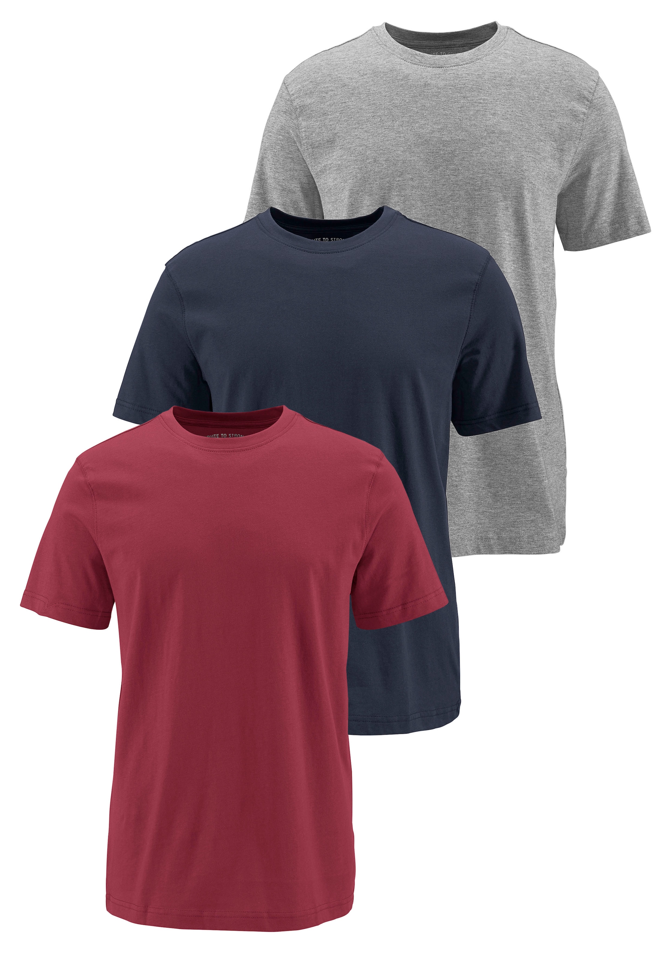 Man's World T-Shirt, Kurzarm, unifarben, Rundhals, aus Baumwolle, im 3er-Pack