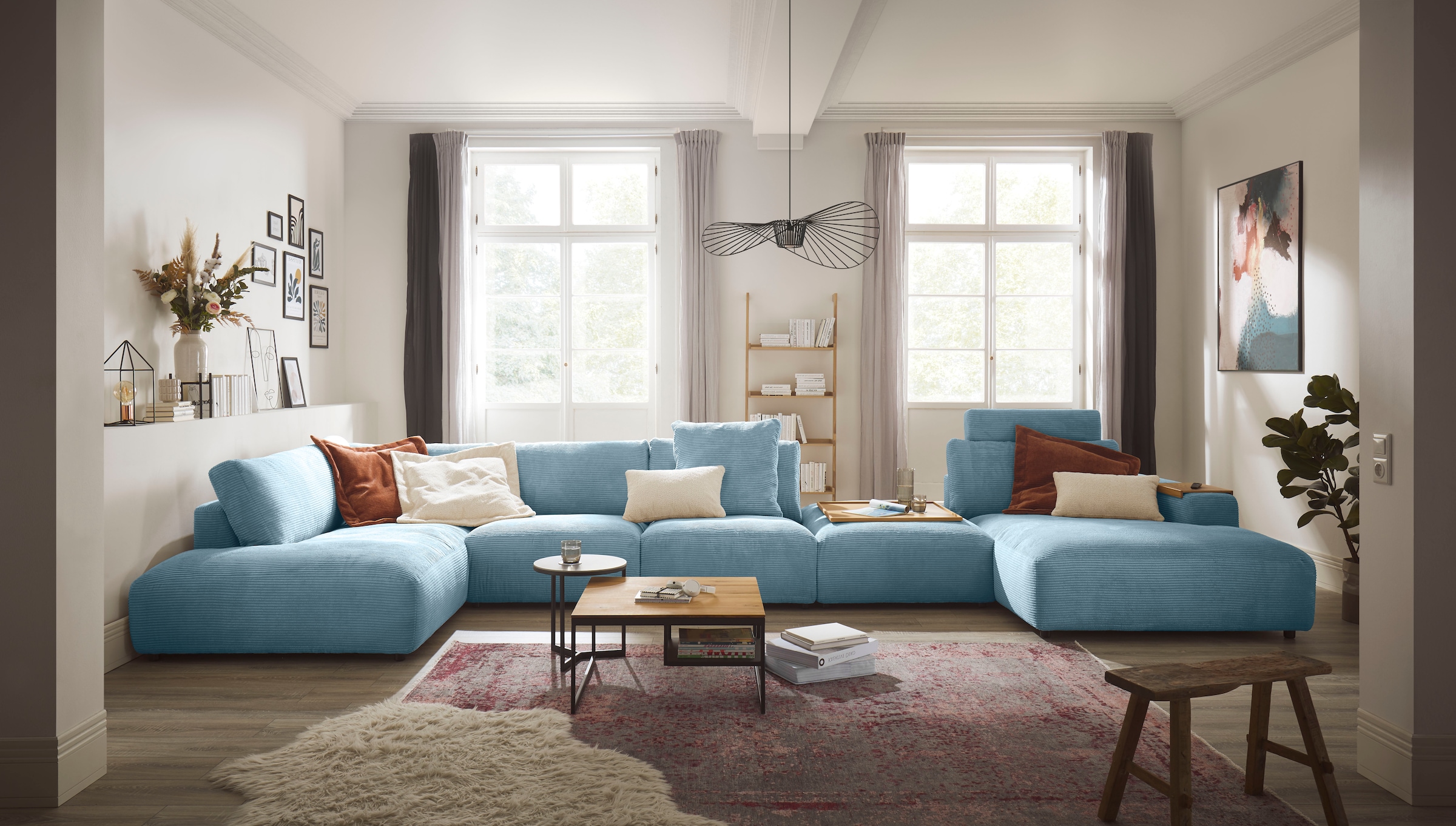 Musterring Wohnlandschaft "Lucia bequem und viel Platz, U-Form" Cord-Bezug, inklusive Kopfstütze, Gesamtbreite 524 cm