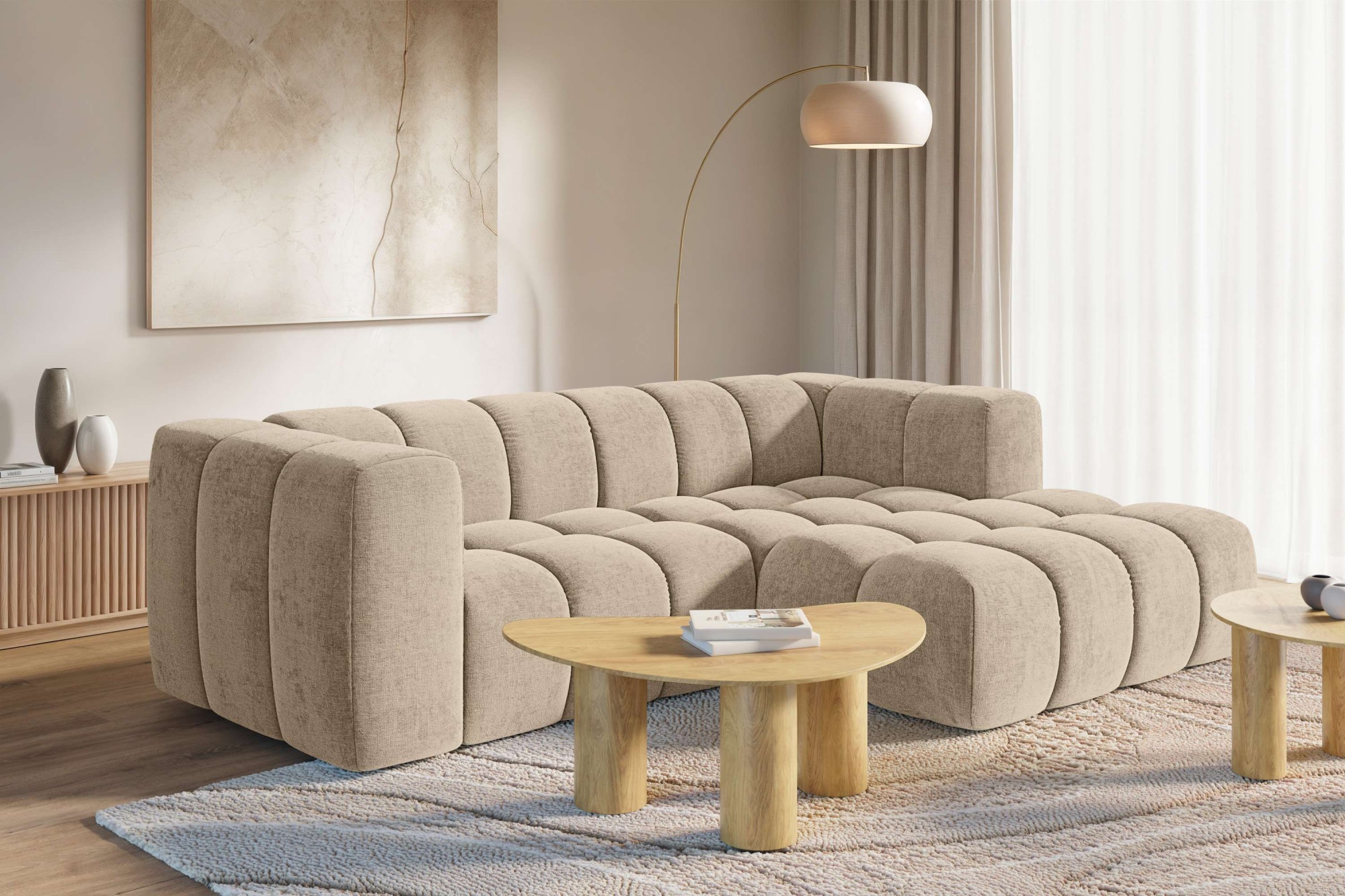 homsy by Ana Johnson Ecksofa ""L" BOUBELLE L-Form, Design-Sofa, Bubble-Optik, Breite 247 cm" hoher Sitzkomfort dank Wellenunterfederung, L Sitztiefe 63 cm