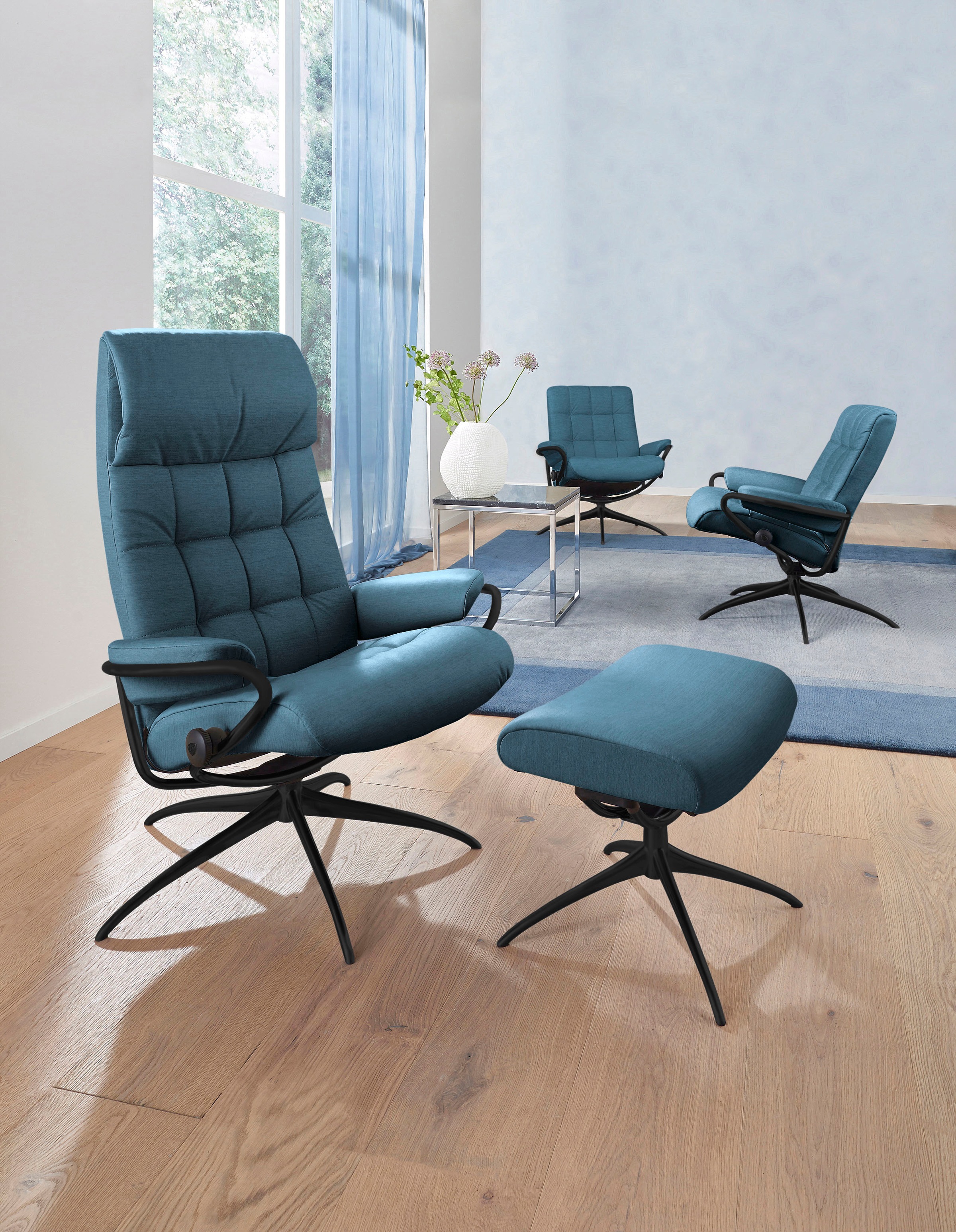 Stressless® Relaxsessel »London«, (Set, BAUR bestellen mit Back, mit | mit Schwarz Relaxsessel High Star Gestell Hocker), Base, Hocker