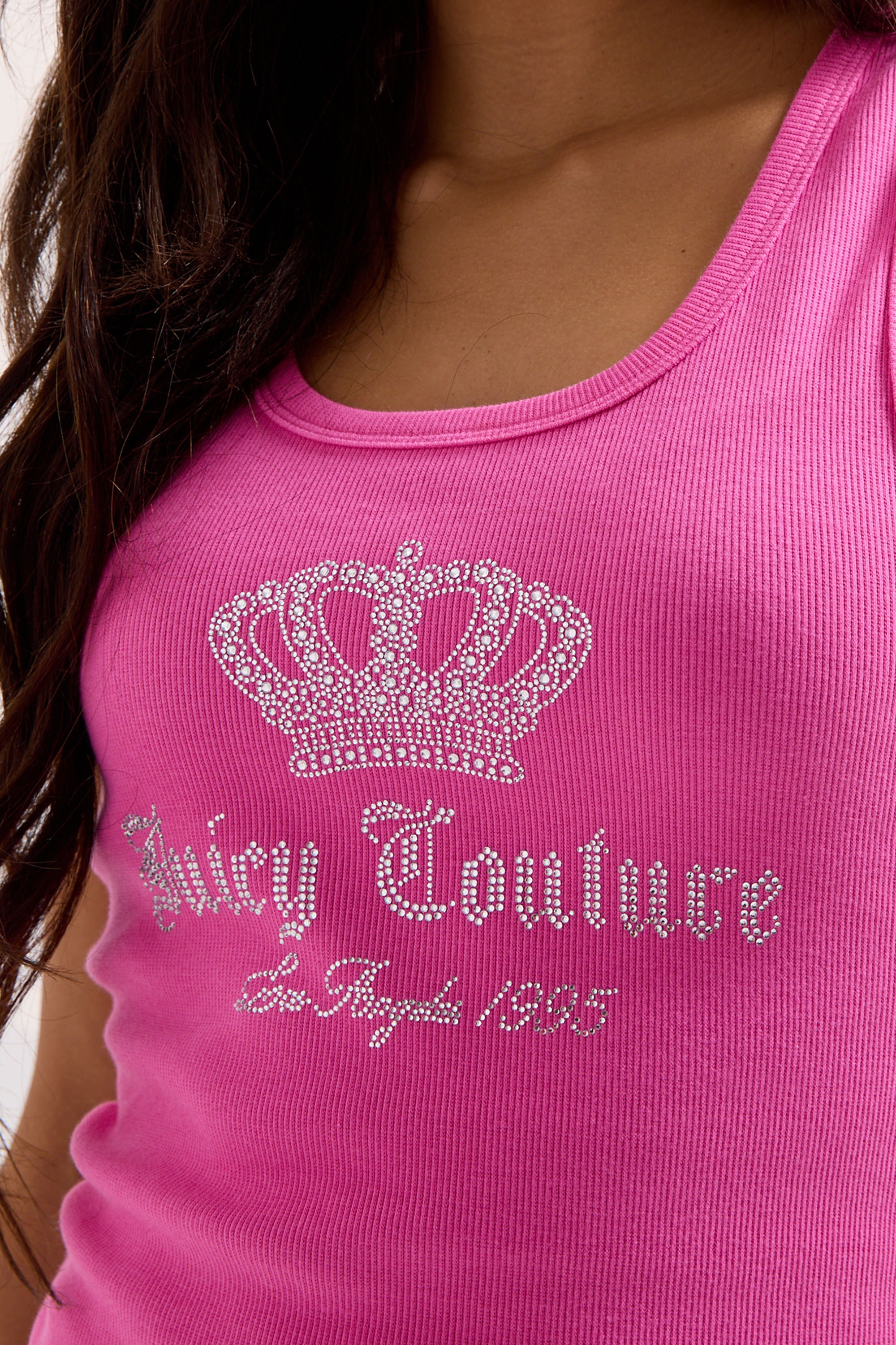 Juicy Couture T-Shirt »GOTHIC CROWN VEST. Damen« T-Shirt Damen, Schriftzug, Sportshirt, Trägertop, mit Glitzer, Sale