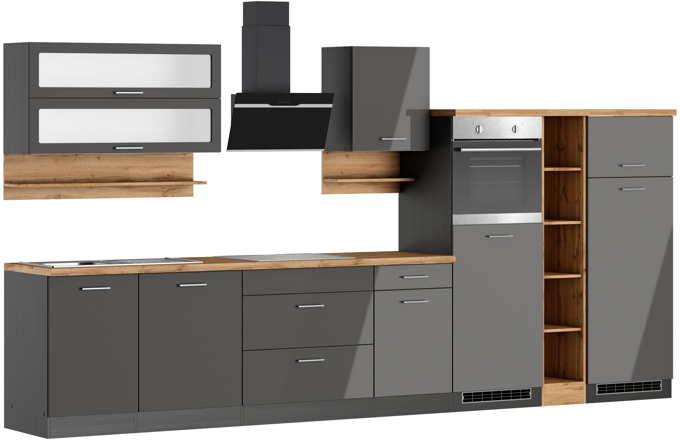 Thumbnail - KOCHSTATION Küchenzeile "KS-Milan" 390 cm breit, viel Stauraum, wahlweise mit E-Geräten