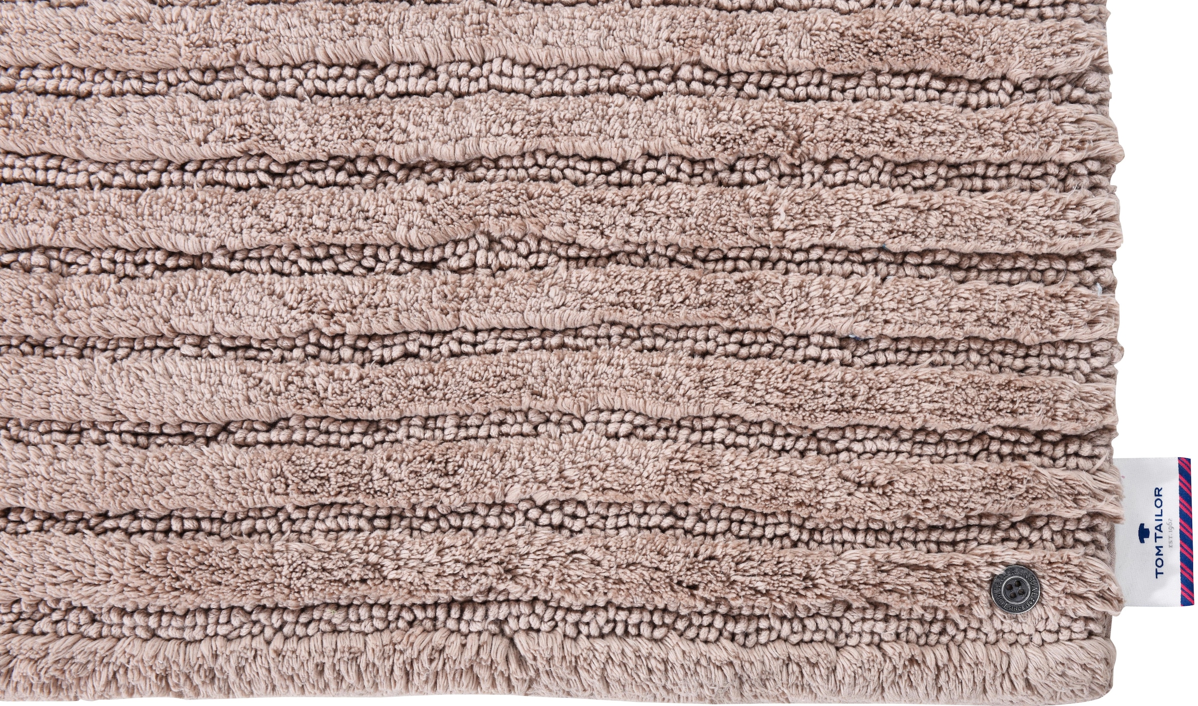 TOM TAILOR HOME Badematte »Cotton Stripes«, rutschhemmend beschichtet, fußbodenheizungsgeeignet-strapazierfähig, Uni Farben, gestreift, reine Baumwolle, Hoch-Tief Effekt