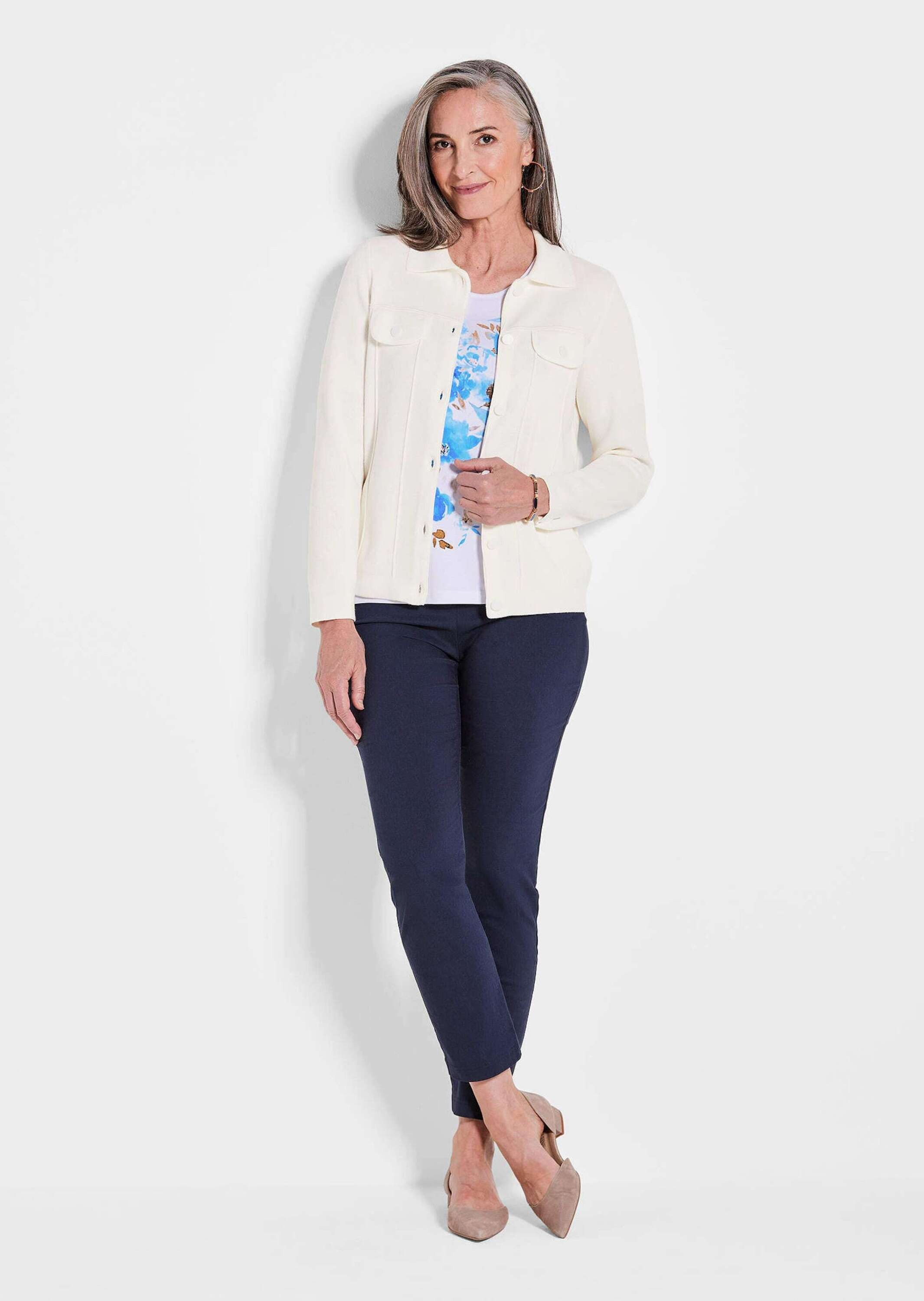 GOLDNER Strickjacke »Baumwoll-Cardigan in roter Jeansoptik«