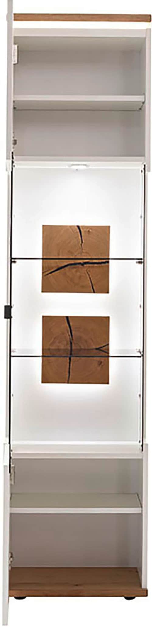 MCA furniture Vitrine »Matadi Vitrine« 1 Stk. tlg. Vitrine,Glasschrank,Weiß,Holzabsetzung,1 Tür,gedämpft, B: 50cm