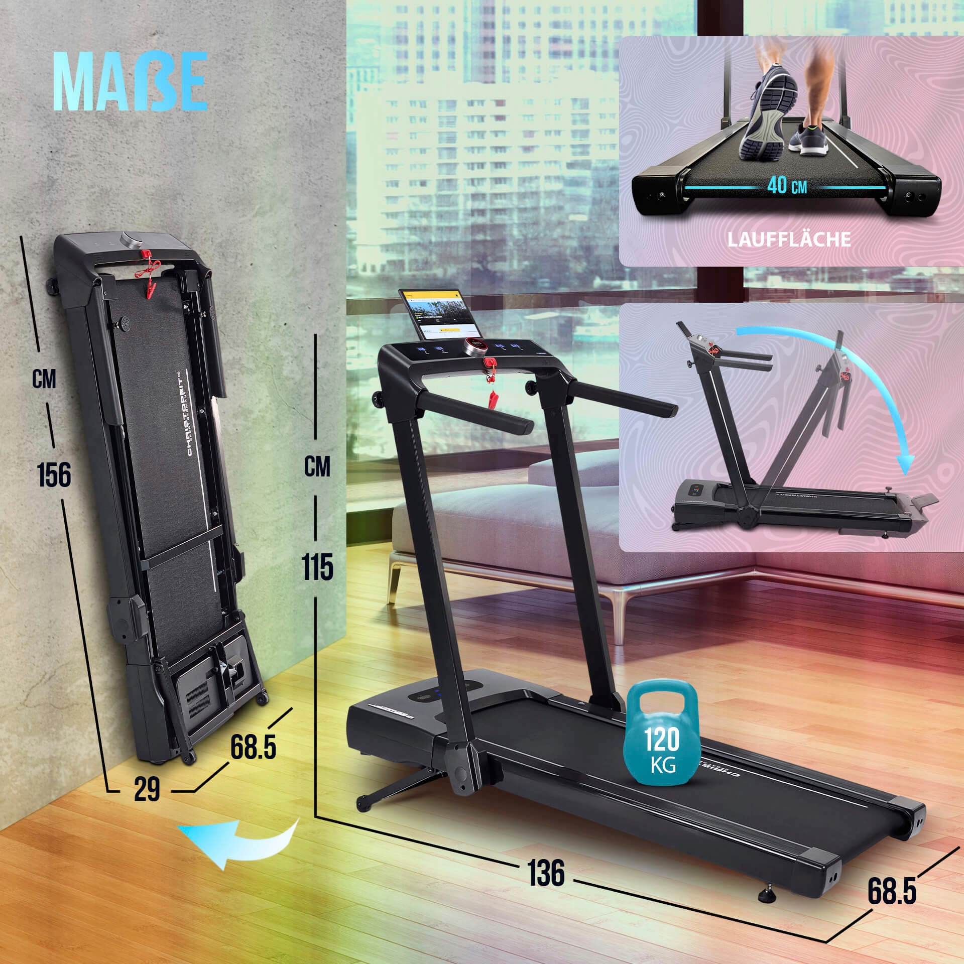 Christopeit Sport® Laufband »2 in 1« bis max. 14 km/h, klappbar