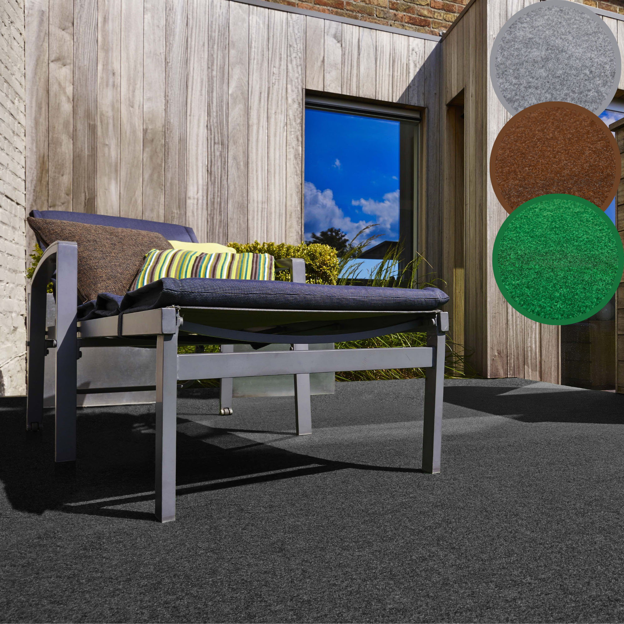 ANDIAMO Kunstrasen "Edinburgh, Made in Netherlands", B : 200cm 1 Stk., 4mm, L: 1.400cm, grau, Garten, Teppiche, aus Nadelfilz, mit Drainagenoppen,