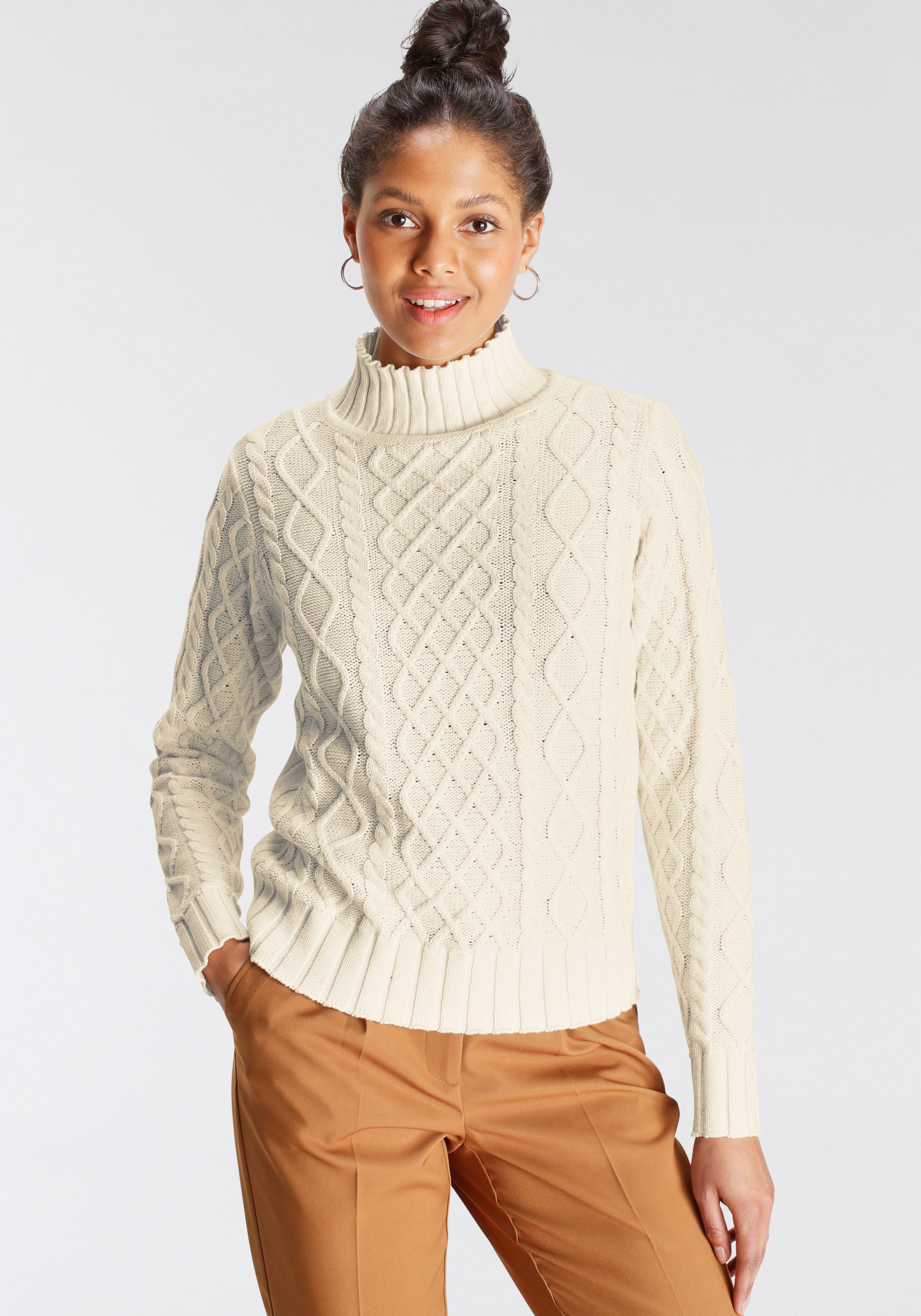 AJC Strickpullover, mit modischem Zopfmuster und Stehkragen günstig online kaufen