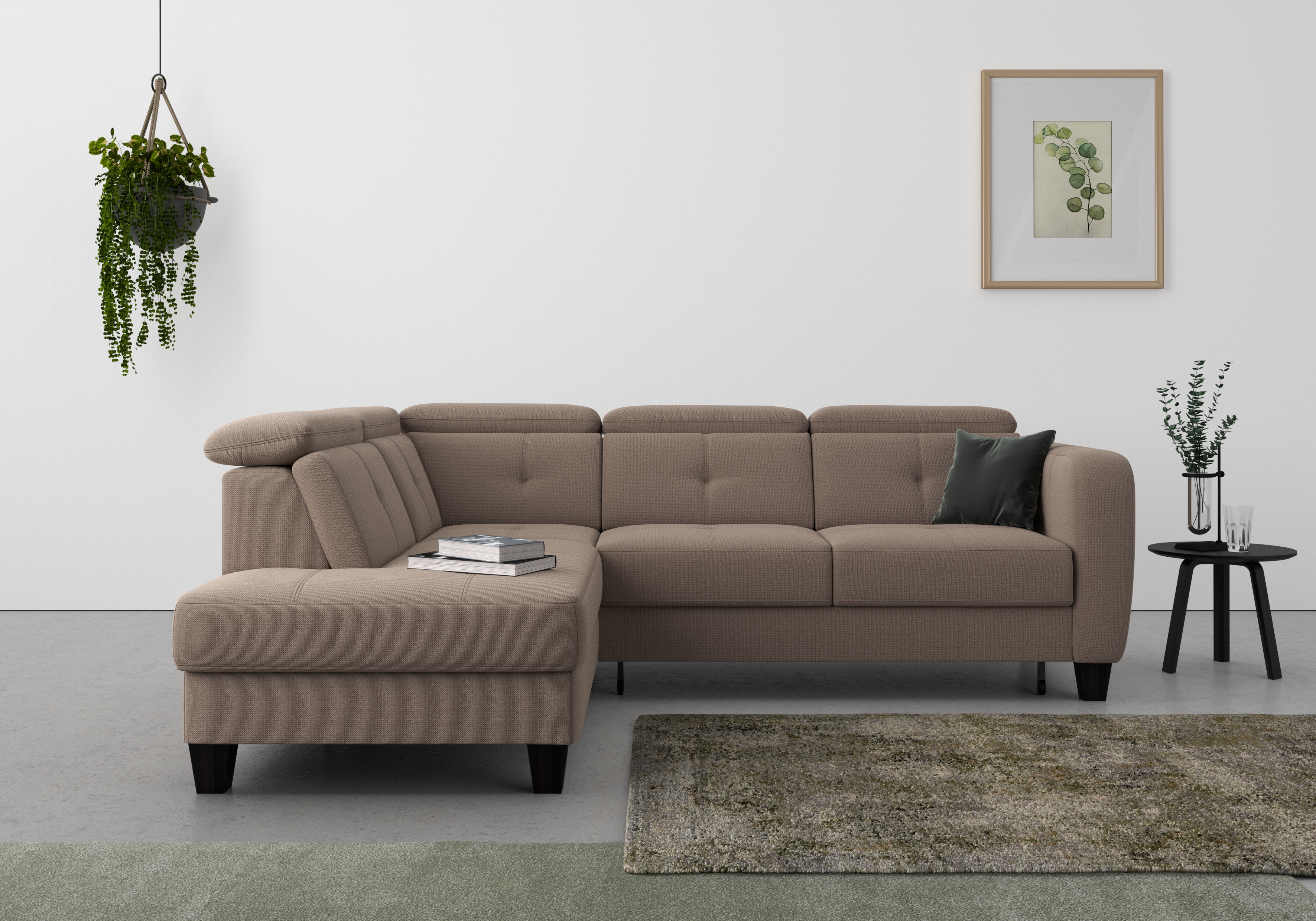 sit&more Ecksofa "Belluci L-Form" inklusive Federkern, wahlweise mit Schlaffunktion und Bettkasten