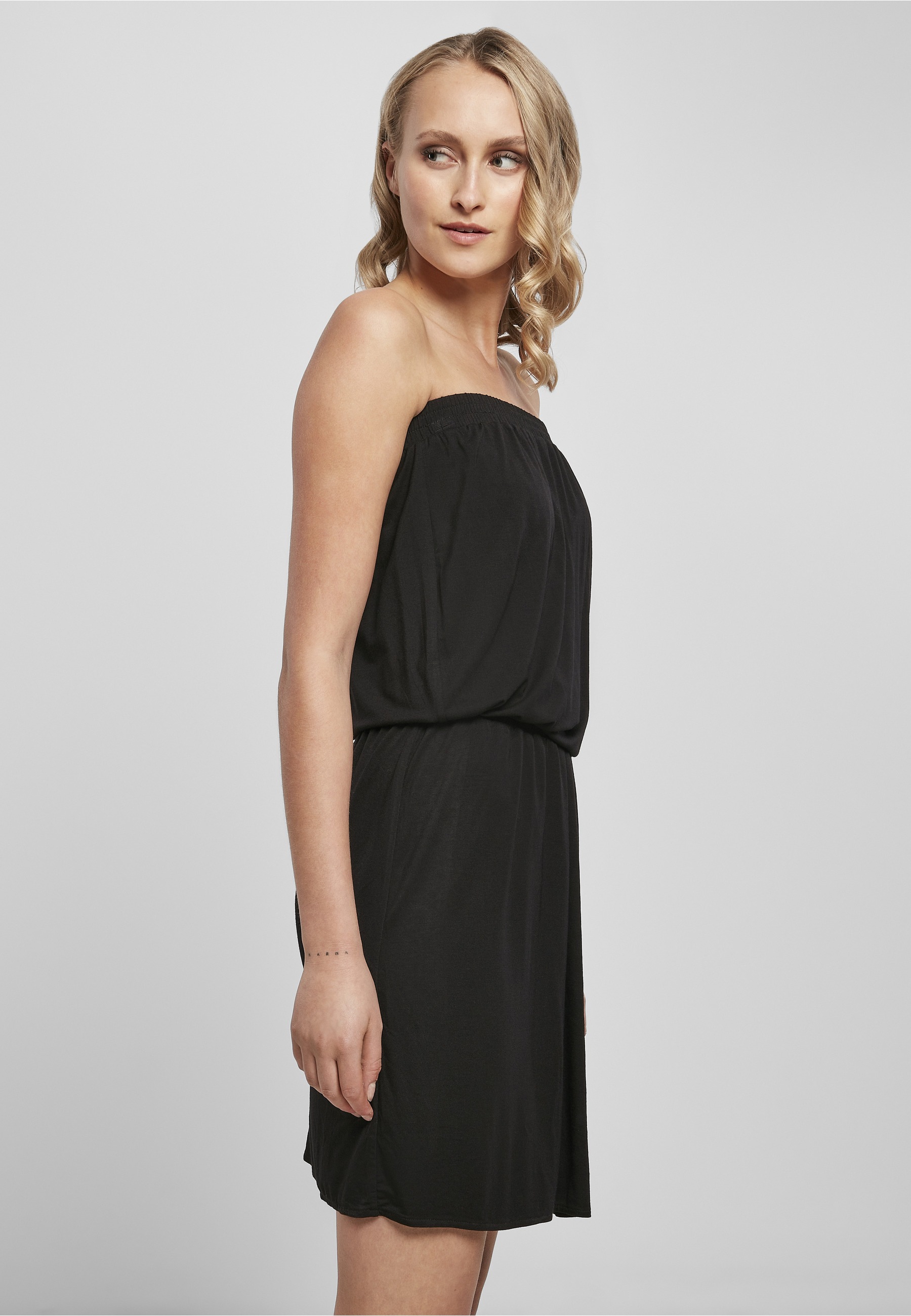 URBAN CLASSICS Shirtkleid »Urban Classics Damen Ladies Viscose Short Bandeau Dress« 1 Stk. tlg.