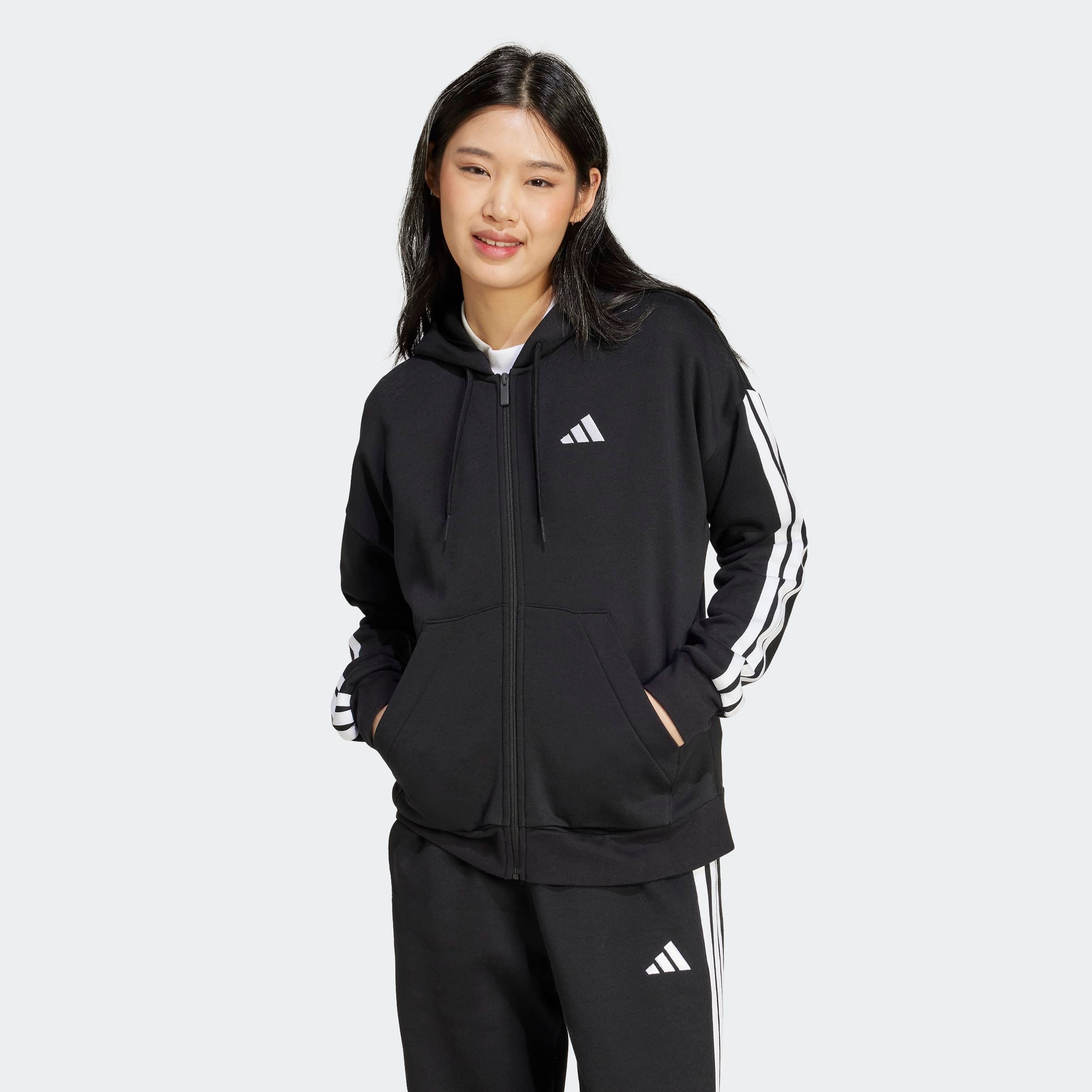 adidas Sportswear Kapuzensweatjacke "ESSENTIALS 3-STREIFEN FLEECE"