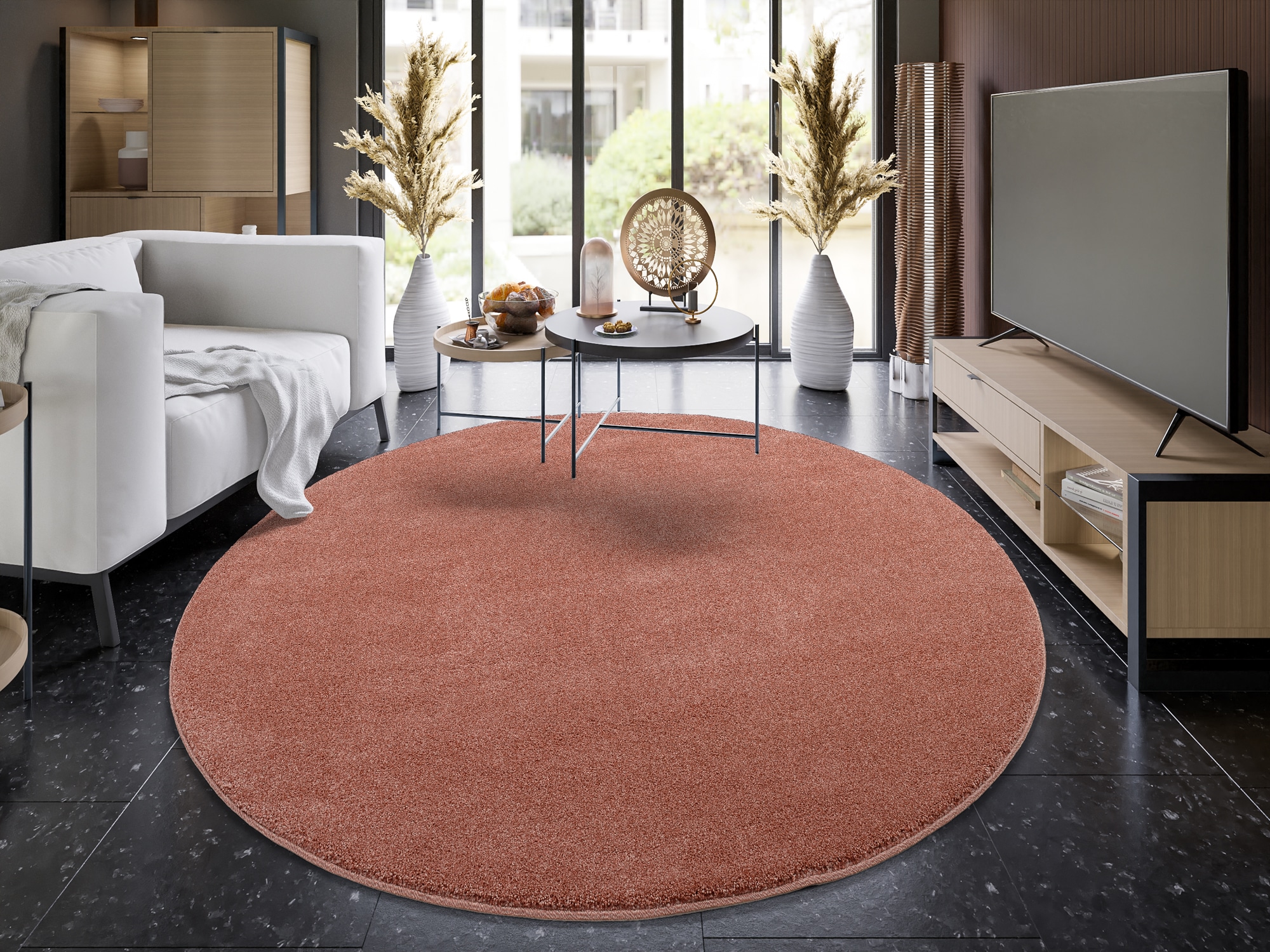 OCI DIE TEPPICHMARKE 1100000002199 "NEW VILLA MELANGE, auch als Läufer und in Rund" rund 20 mm Höhe dichter Shaggy, melierte uni Farben, robuster Hochflor, Wohnzimmer